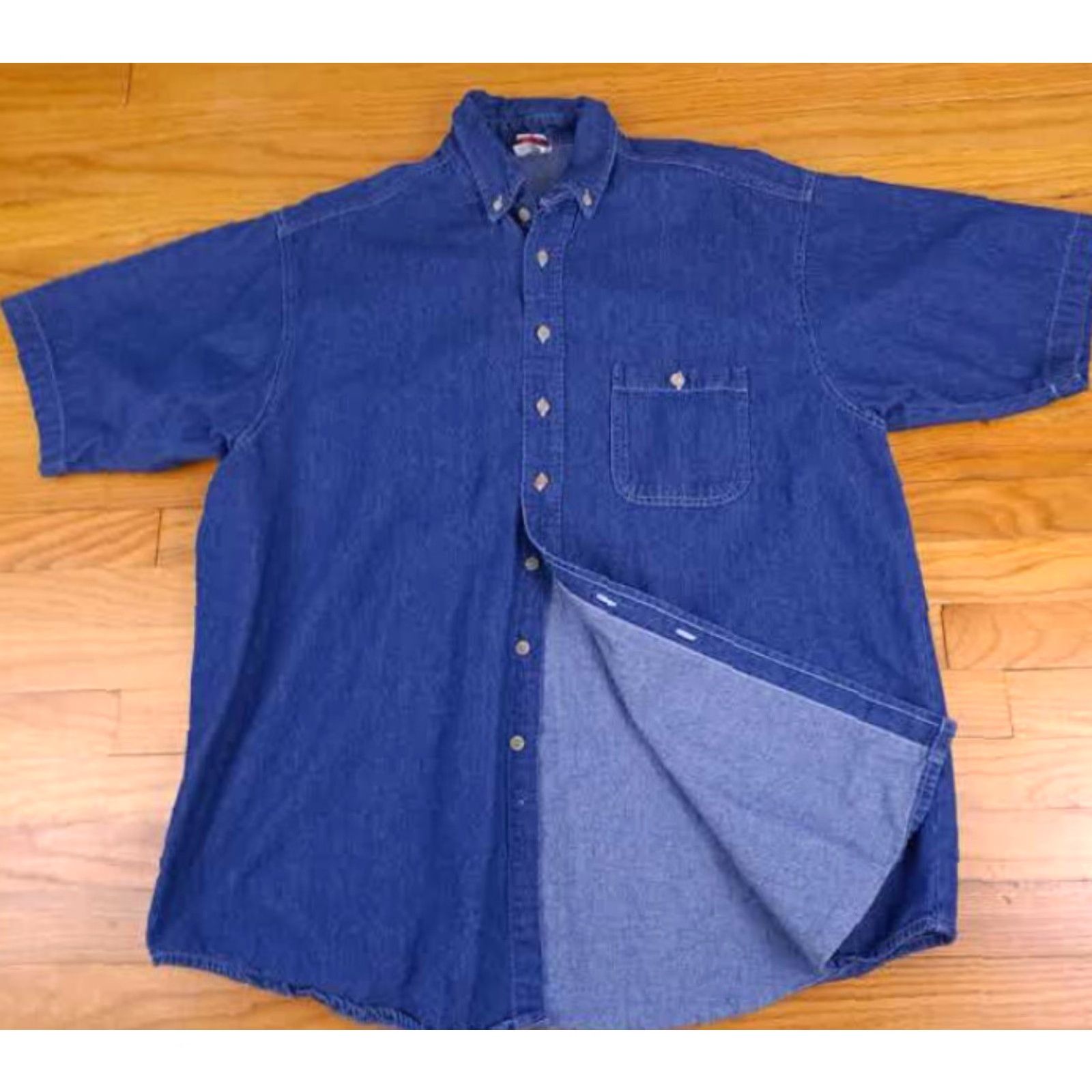 Vintage VINTAGE Union Line USA Made Short Sleeve Shirt XL Men Blue Regular 33in 26in Chest EUC Size US XL / EU 56 / 4 - 3 Thumbnail
