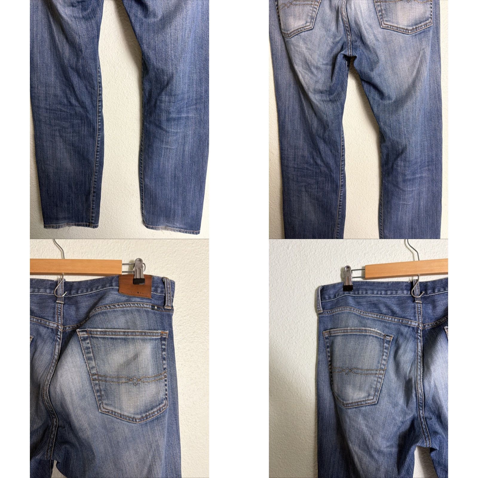 Lucky Brand Lucky Brand 221 Original Straight Medium Wash Stained Jeans Mens 34x34 Blue Straight Mens 34 Inseam 34 Regular Fit Size US 34 / EU 50 - 9 Thumbnail