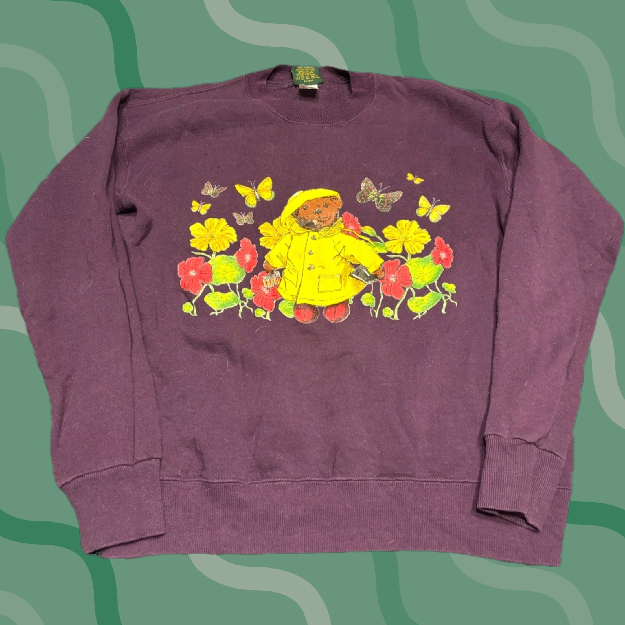 Northern Reflections VINTAGE Northern Reflections Teddy Bear Sweatshirt Womens Pullover Crew Neck 90s Purple M Size M / US 6-8 / IT 42-44 - 1 Thumbnail