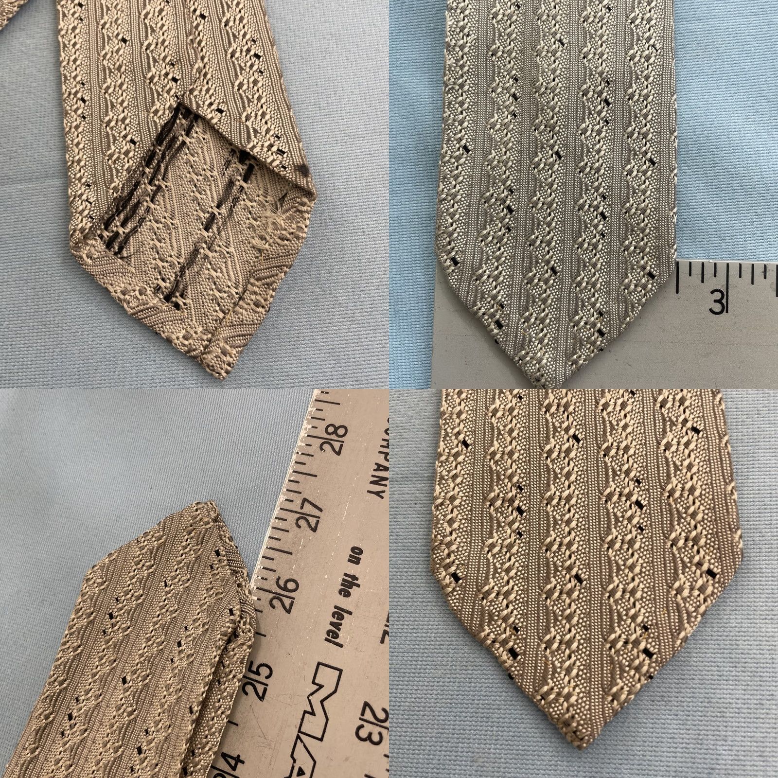 Vintage VINTAGE Neck Tie Woven Crochet Cream Tan 2.5x55 MCM Rockabilly Textured Cravat One Size Men Tie Size ONE SIZE - 8 Thumbnail