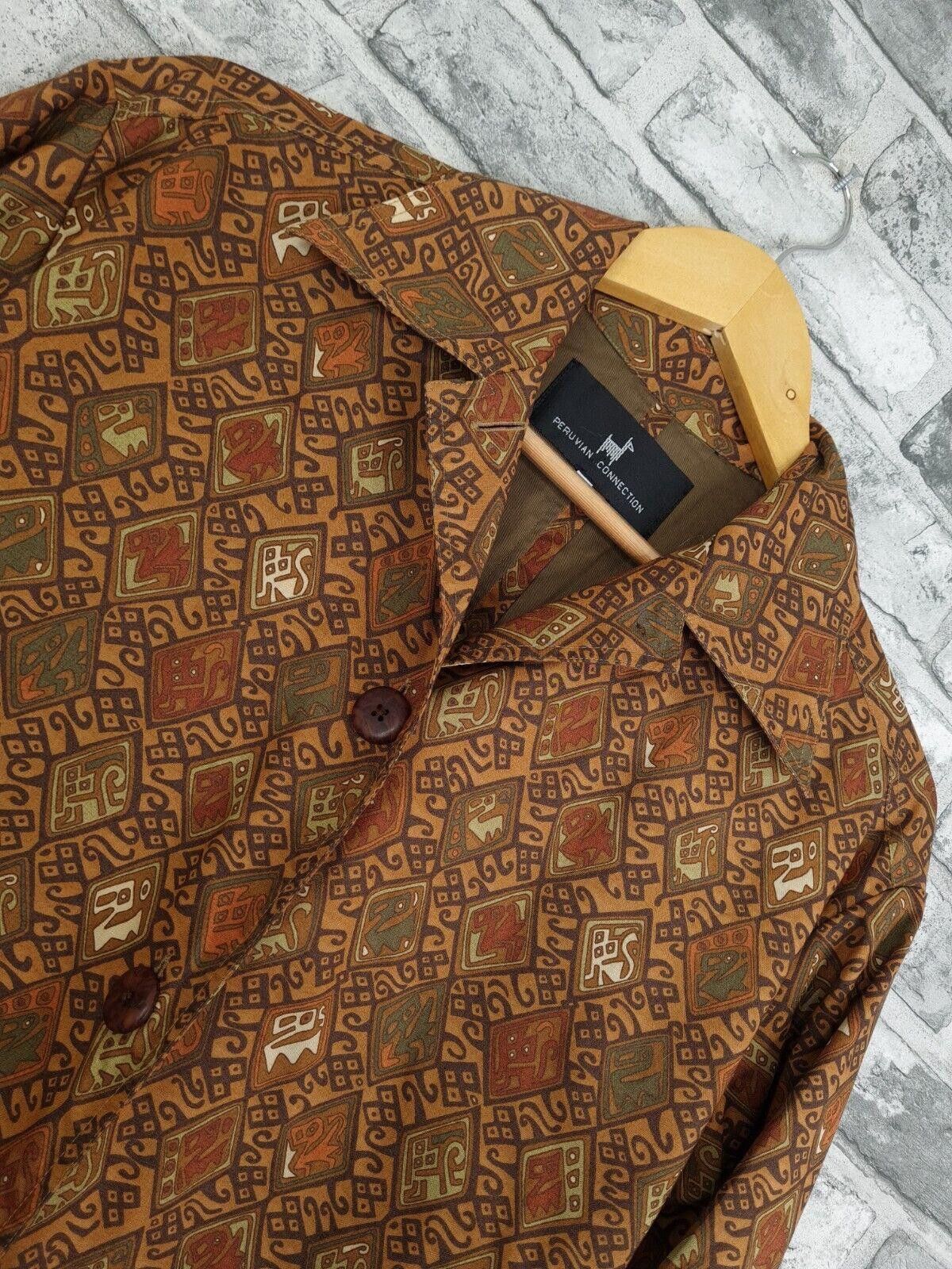 Designer Peruvian Connection Jacket Uk 16 18 Vtg Cotton Aztec Tribal Size L / US 10 / IT 46 - 3 Thumbnail