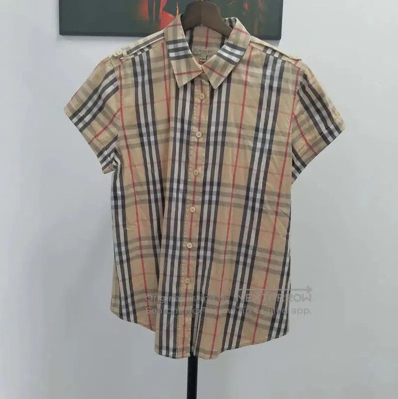 Burberry Burberry Summer Beige Cotton Short Sleeve Shirt. Size L / US 10 / IT 46 - 1 Thumbnail