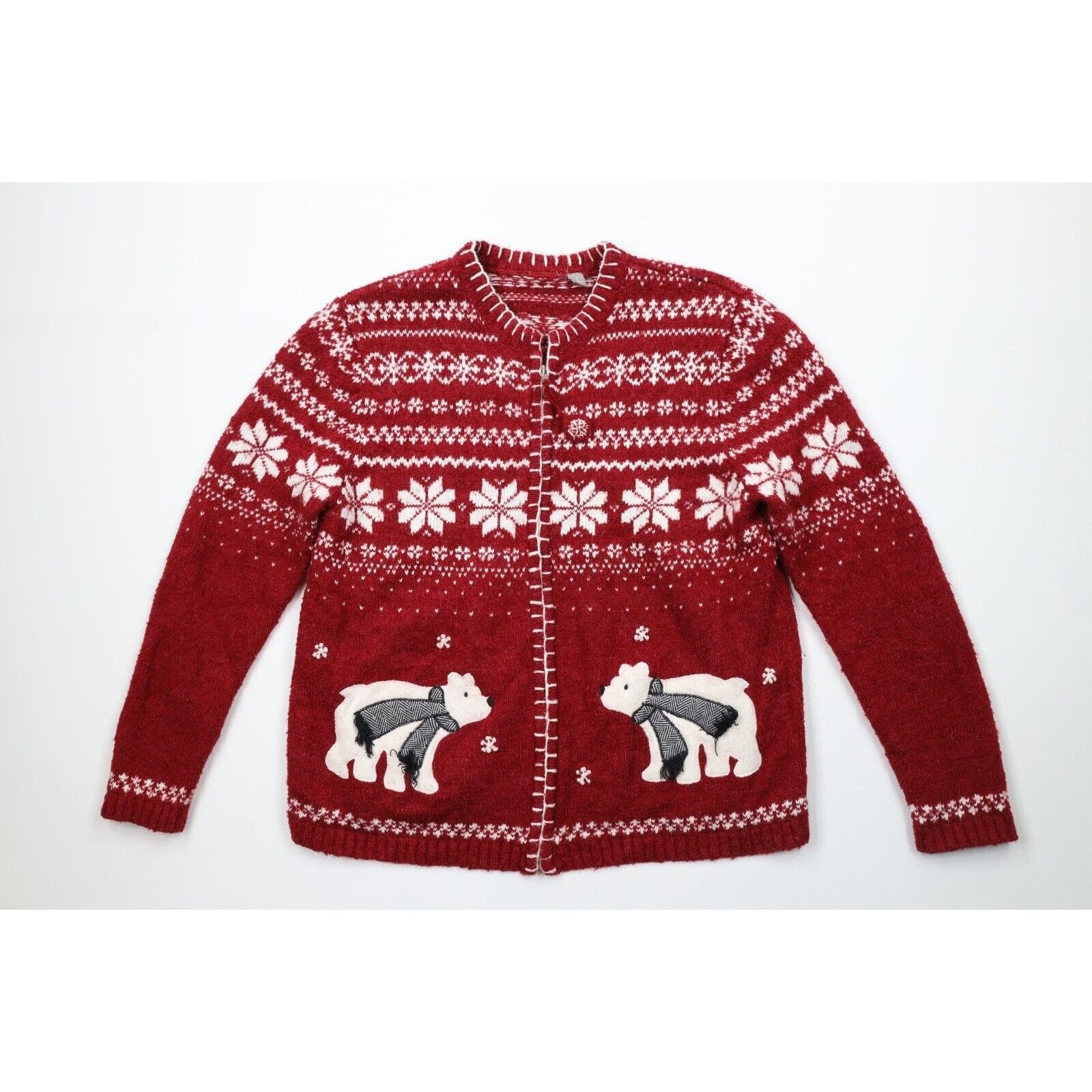 Vintage Vintage 90s Christmas Fair Isle Polar Bear Sweater Size L / US 10 / IT 46 - 1 Thumbnail