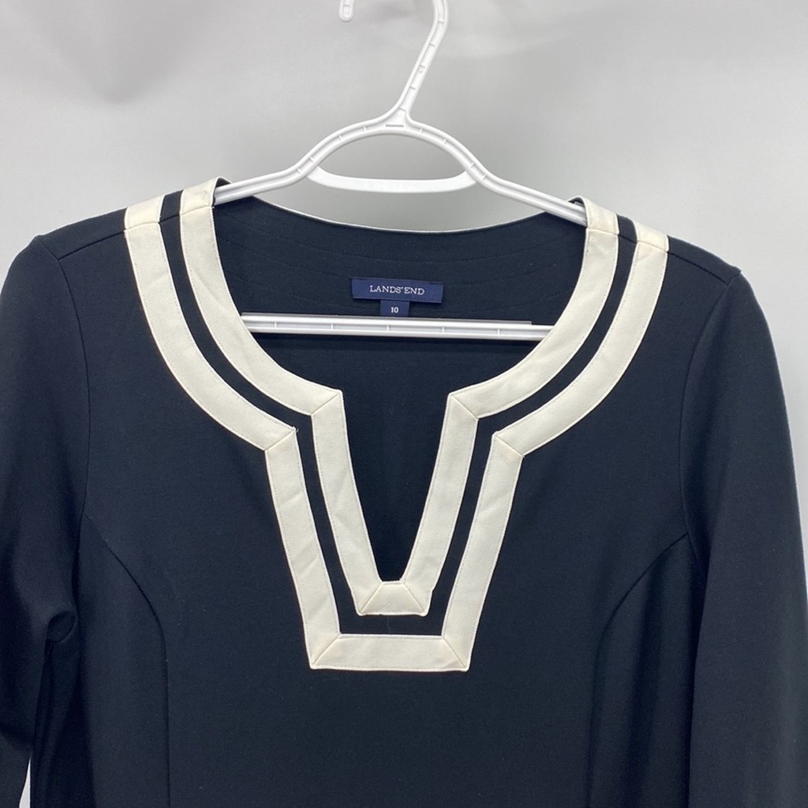 Lands' End Lands End Ponte Dress Black White trim Pockets 3/4 Sleeve Size L / US 10 / IT 46 - 4 Thumbnail
