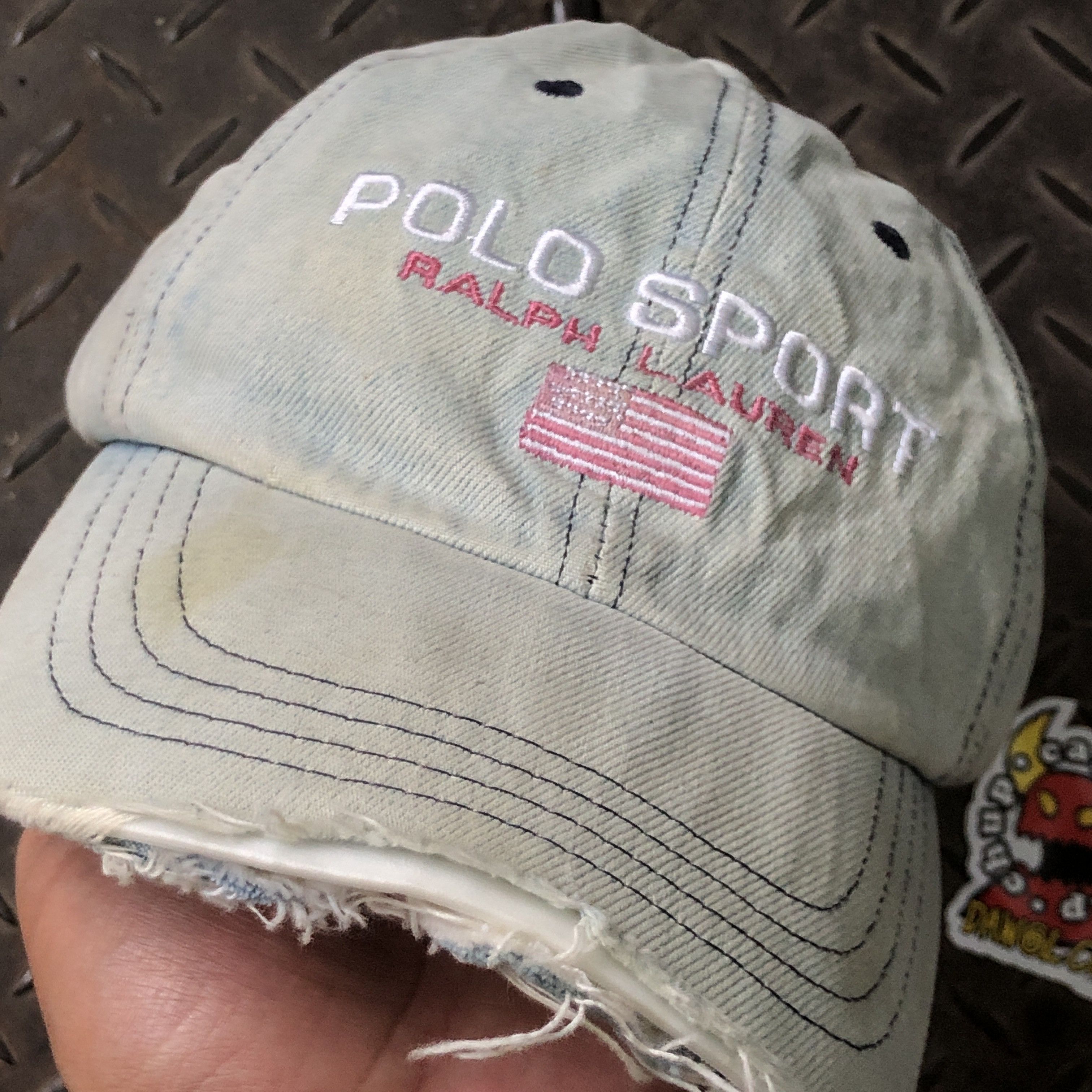 Polo Ralph Lauren Vintage Polo Sport Denim Ripped Distressed Hat Size ONE SIZE - 3 Thumbnail