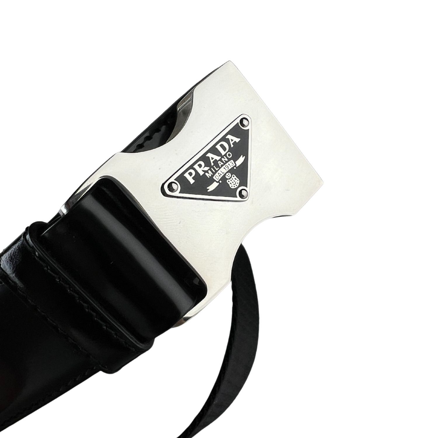 Prada Prada Leather Logo Silver Buckle Belt Size ONE SIZE - 3 Thumbnail