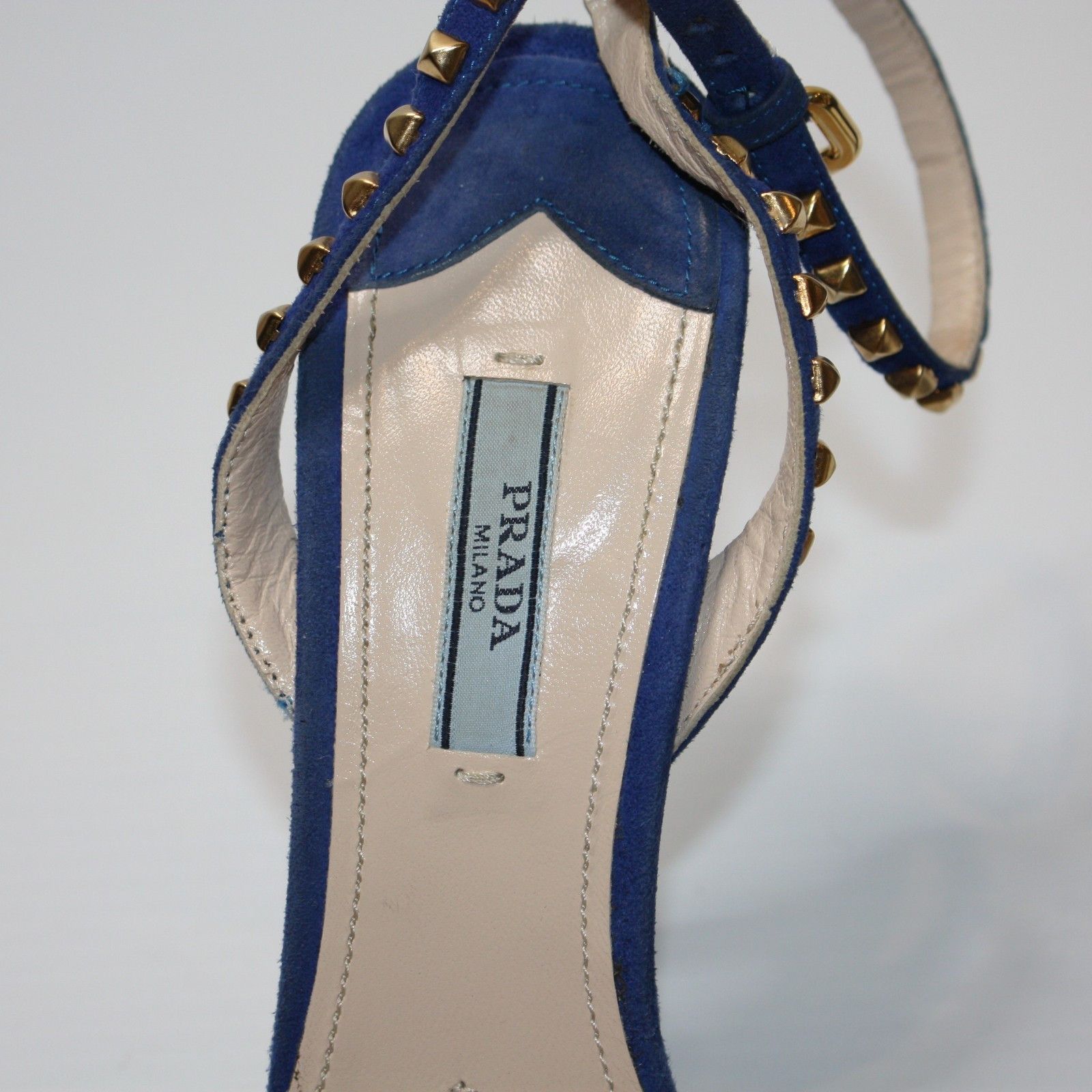 Prada Crystal Studded Sandal Open-Toe Heels in Cobalt US 9.5 Size US 9.5 / IT 39.5 - 5 Thumbnail