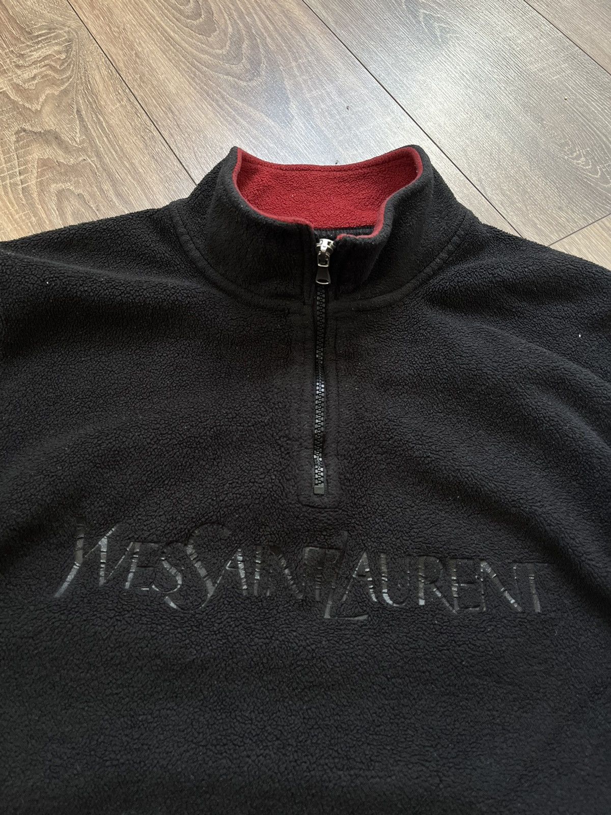 Saint Laurent Paris 🔥RARE🔥 YSL Vintage 1/3 zip big logo fleece sweatshirt Size US XL / EU 56 / 4 - 4 Thumbnail