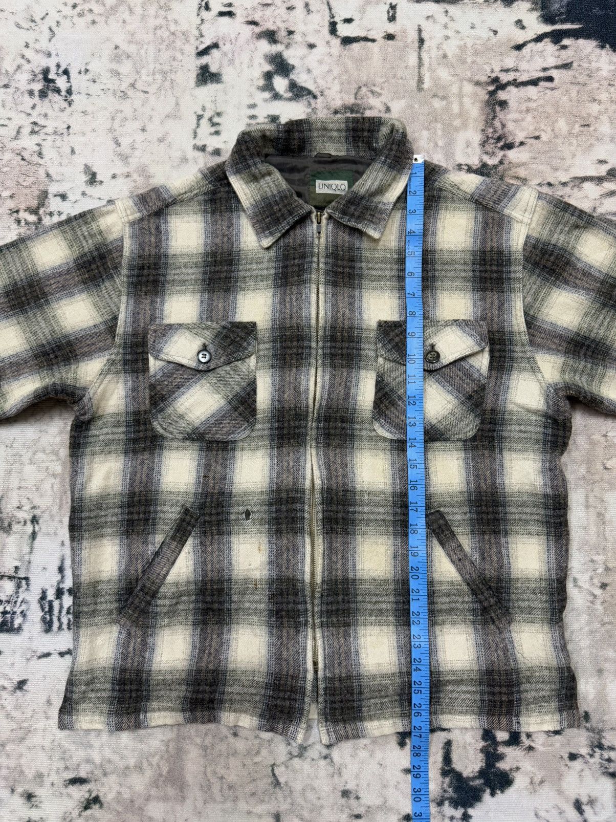 Japanese Brand × Uniqlo × Vintage Vintage 90s Uniqlo Plaid Tweed Chekered Flanel Wool Jacket Size US L / EU 52-54 / 3 - 20 Thumbnail