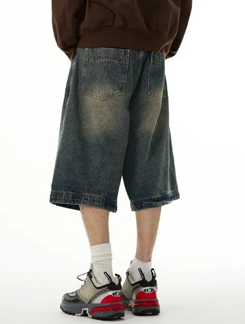 VIBE American retro wide-leg straight washed cargo denim shorts Size US 32 / EU 48 - 5 Thumbnail