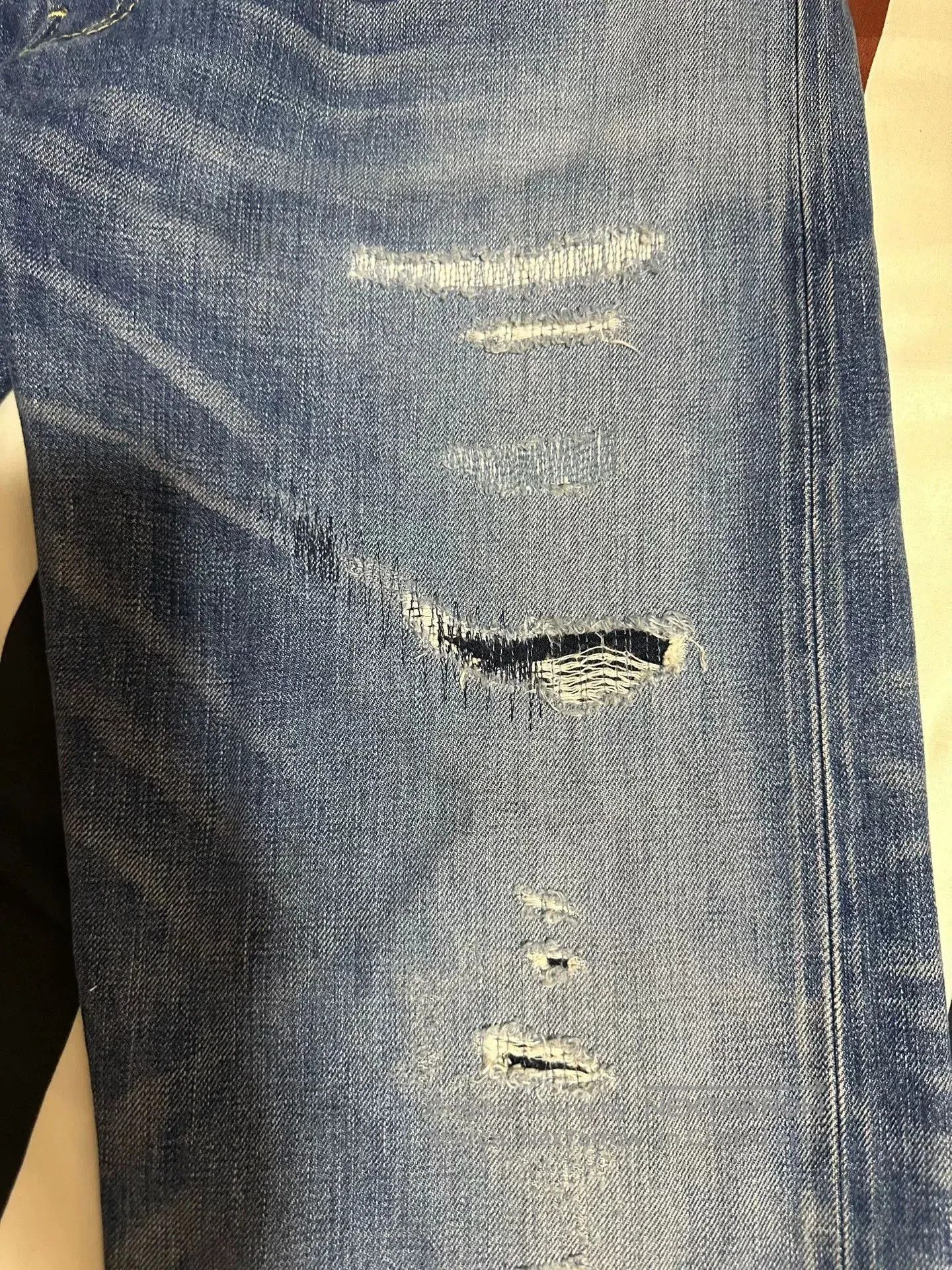 DENHAM Denham Eastwider Forward Distressed Relaxed Straight Jeans. Size US 33 - 5 Thumbnail