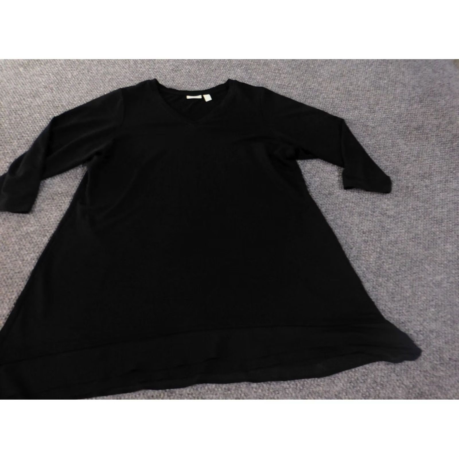 Vintage LOGO by Lori Goldstein Blouse Tunic 1X Womens Black V-Neck Pullover Stretch Knit Cotton Regular Sleeve 3/4 Vintage No Size XL / US 12-14 / IT 48-50 - 3 Thumbnail