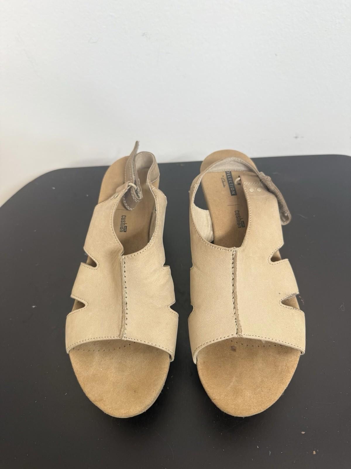 Clarks Clarks Platform Cork Wedge Sandals Cushion Nubuck Light Tan Size US 11 / IT 41 - 3 Thumbnail