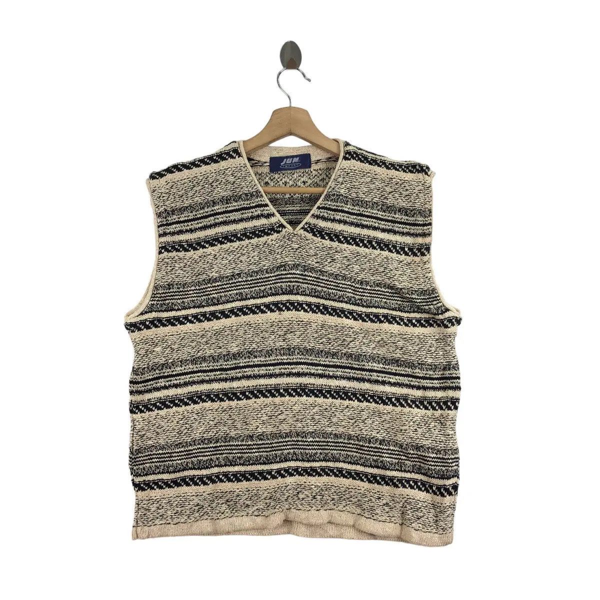 Vintage Vtg JUN MEN IMPORT Collection V Neck Boro Knitwear Tank Top Size US XL / EU 56 / 4 - 1 Thumbnail