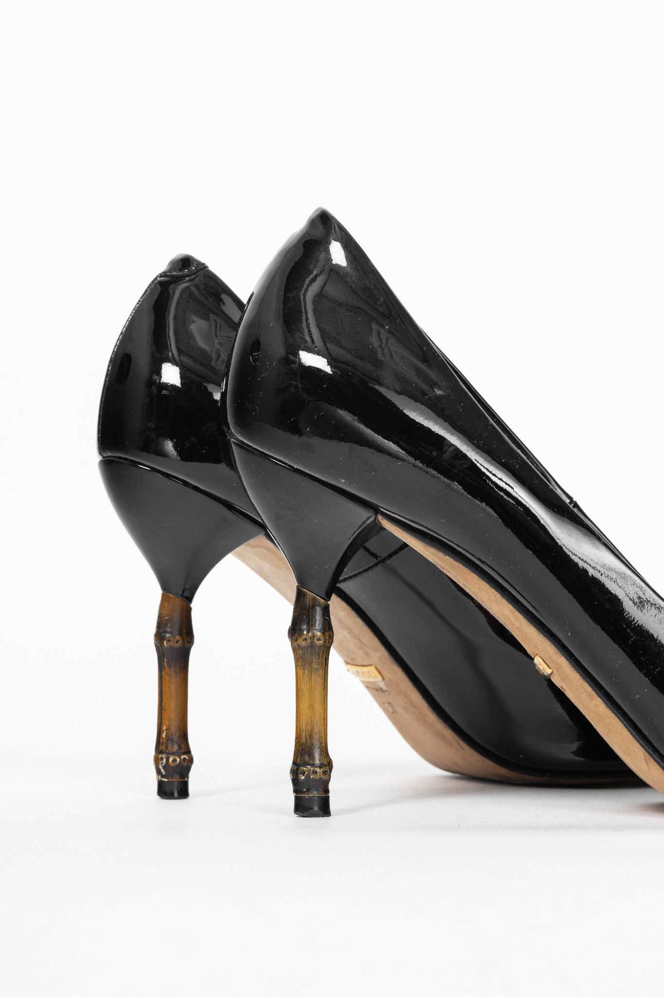 Gucci Gucci Kristen Black Patent-Leather Pointed Toe Bamboo Heels Size US 6.5 / IT 36.5 - 7 Thumbnail