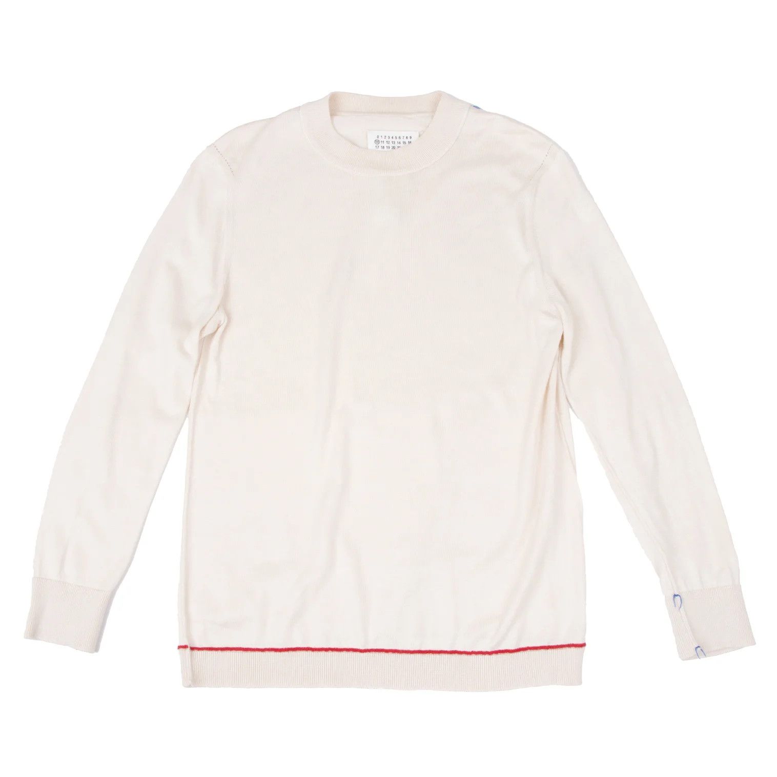 Maison Margiela Color-Stitch Design Knit Sweater in Ivory, Size M Size US M / EU 48-50 / 2 - 1 Thumbnail