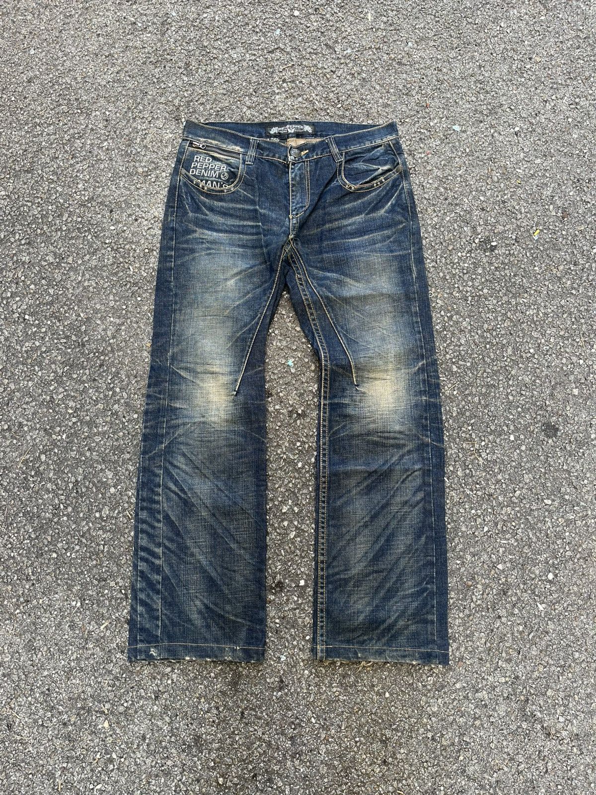 Hysteric Glamour Red Pepper Jeans Gold Label Denim Man’s Clawmark Faded Blue Size US 33 - 5 Thumbnail