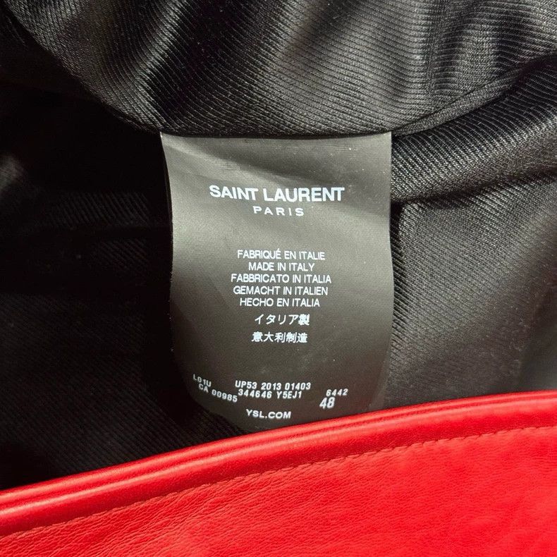 Saint Laurent Paris Saint Laurent Red Leather Motorcycle Jacket-2505 Size US M / EU 48-50 / 2 - 6 Thumbnail