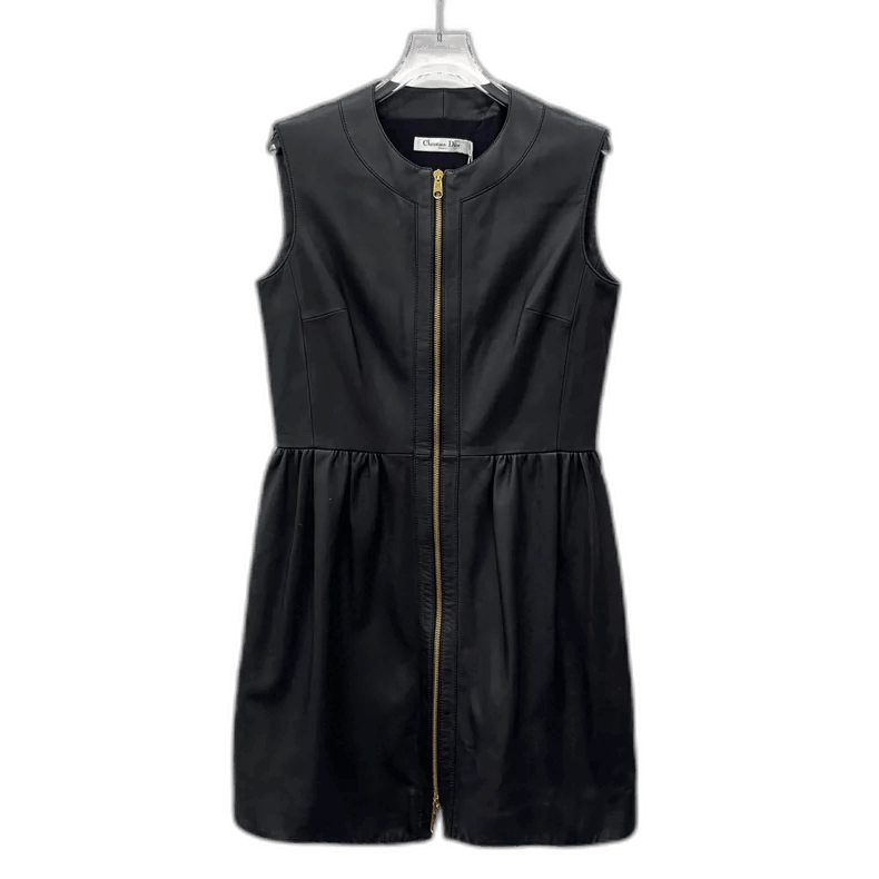 Black Leather Zippered Dress by Christian Dior-2505