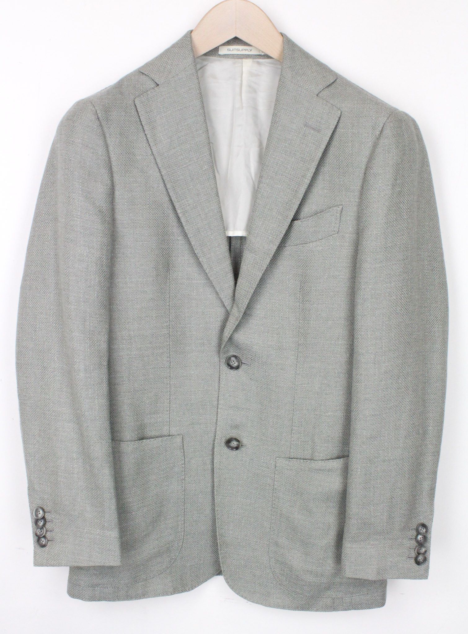 image of Suitsupply Havana Uk32R Green Wool Silk Linen Cashmere Blazer 71953, Men's (Size 34S)