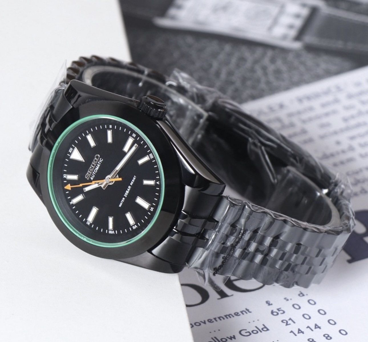 Japanese Brand Seiko Mod Milgauss Black Dial Jubilee Steel Watch NH54 41mm Size ONE SIZE - 1 Thumbnail