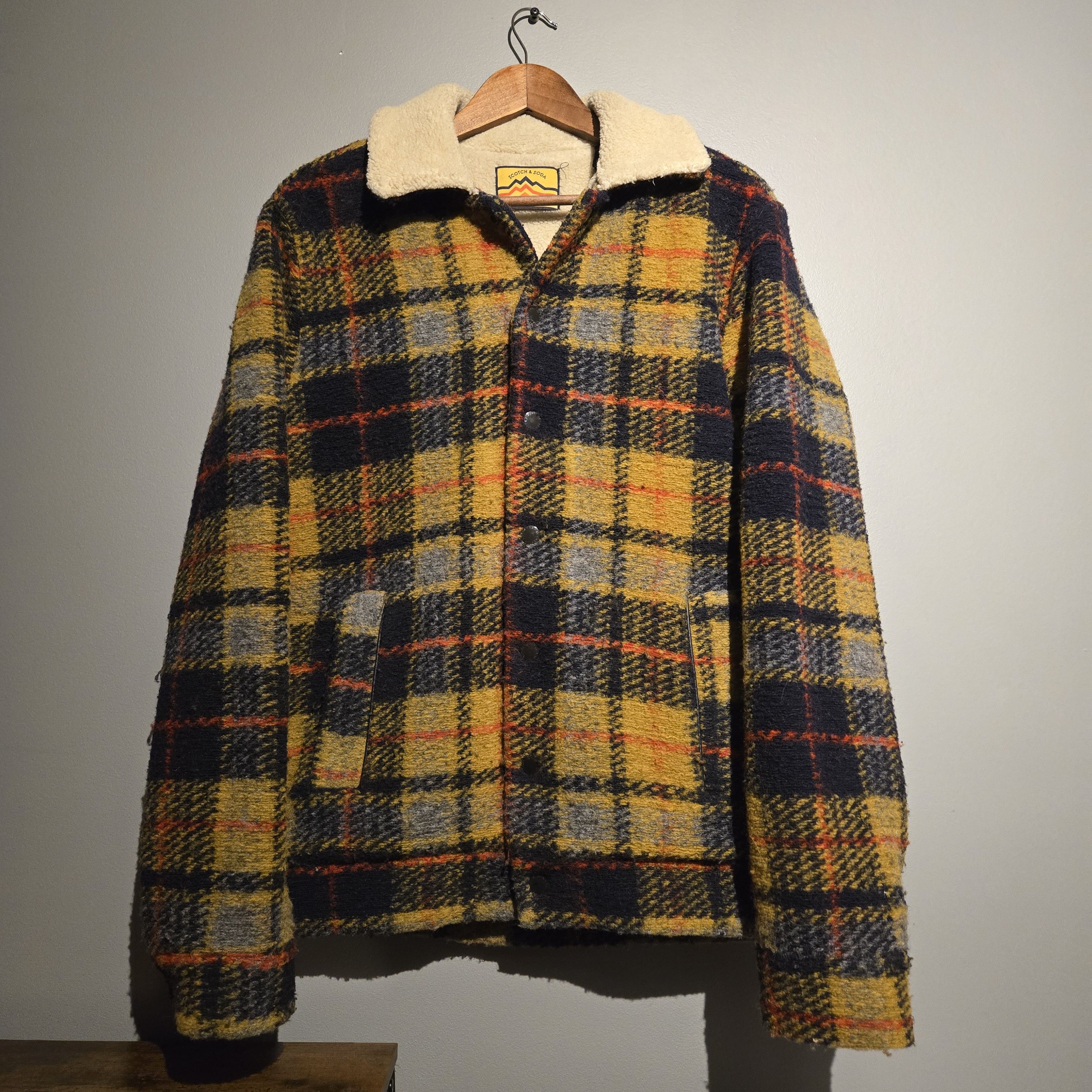 Scotch & Soda Rare NWT Scotch & Soda Plaid Sherpa Wool Trucker Jacket Size US L / EU 52-54 / 3 - 1 Thumbnail