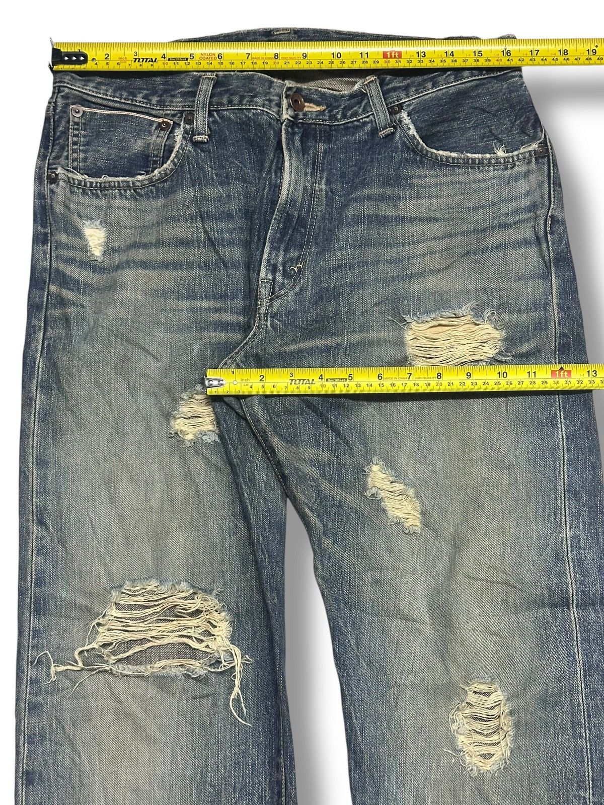 Edwin Edwin 505 Vintage 90's Selvedge Distressed Baggy & Mudwash Size US 33 - 13 Thumbnail