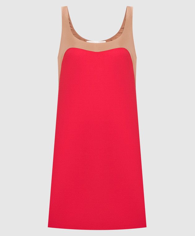 Valentino o1y0326 Silk Mini Dress in Red/Beige Size S / US 4 / IT 40 - 1 Thumbnail