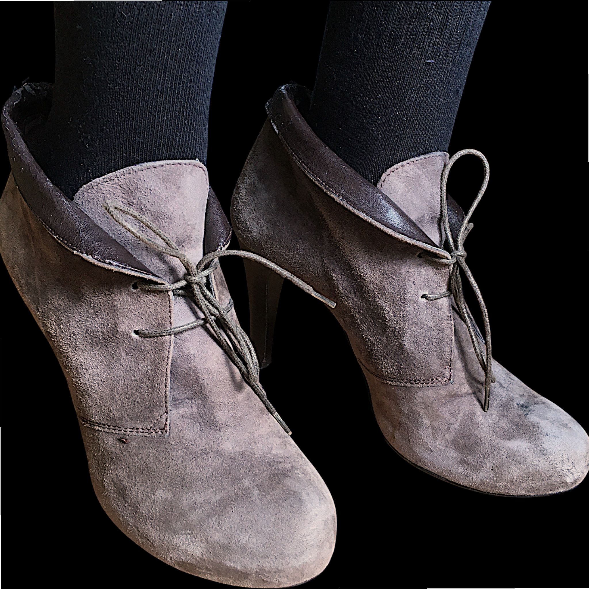 Vintage Tasca Suede Ankle Boots - Beige & Brown Leather Size US 10 / IT 40 - 7 Thumbnail