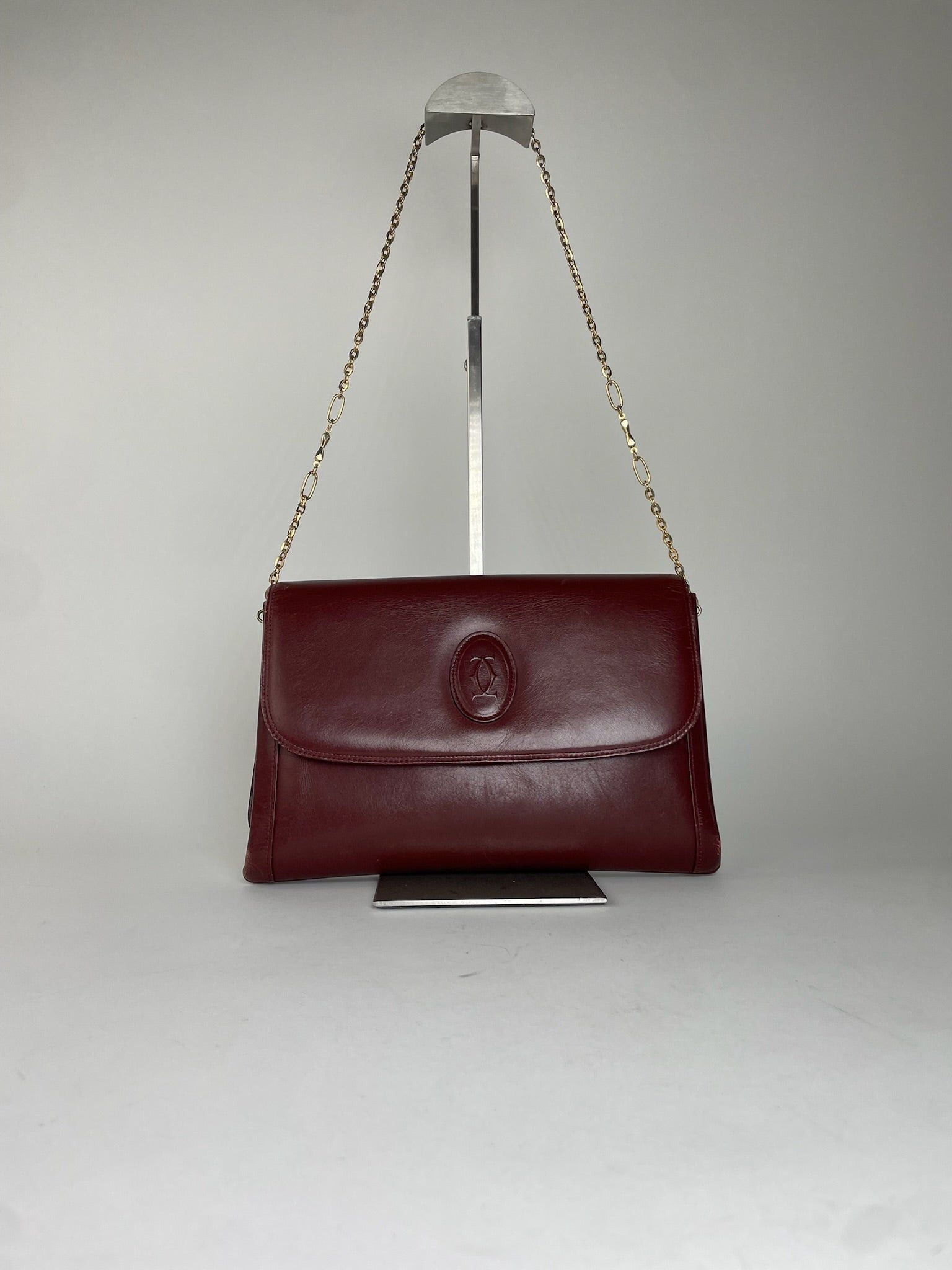 Cartier Vintage Leather Clutch Bag Burgundy Size ONE SIZE - 1 Thumbnail