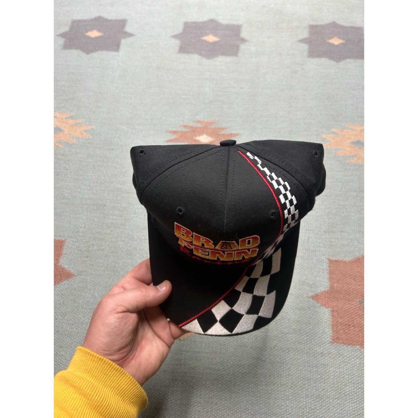 Penn VINTAGE Brad Penn racing oil checkered Black SnapBack hat cap Adjustable Men Unbranded Formula 1 SnapBack Black Mens Size ONE SIZE - 3 Thumbnail