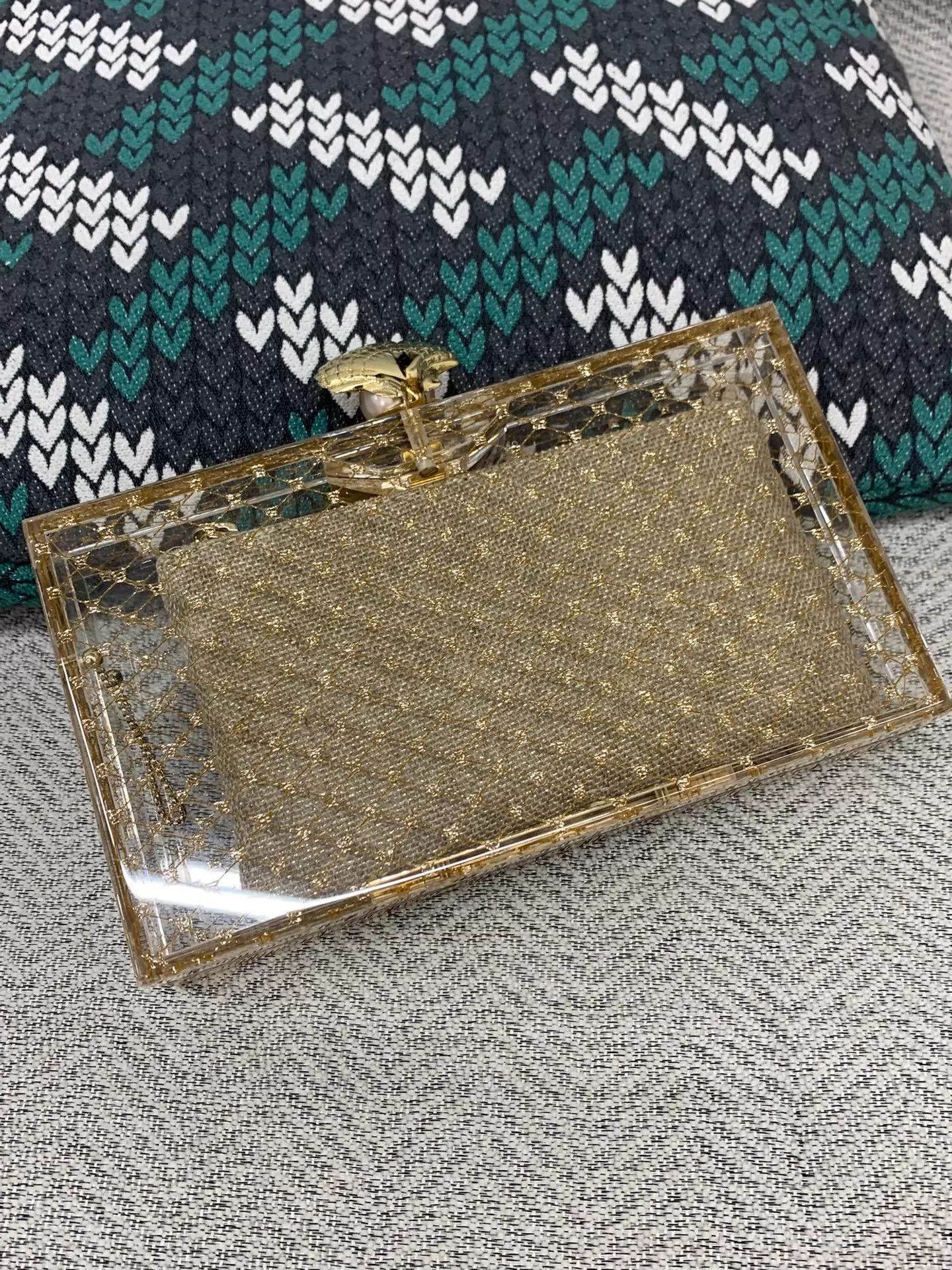 Charlotte Olympia Charlotte Olympia gold pearl acrylic box clutch 99NWT Size ONE SIZE - 3 Thumbnail