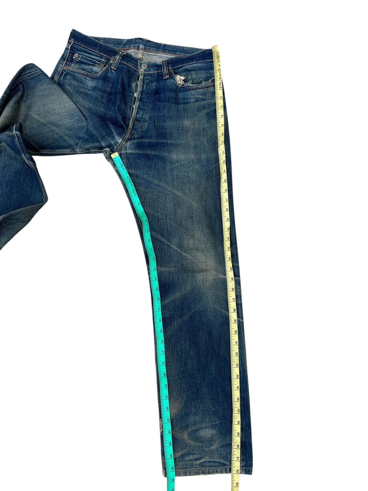 Full Count & Co. Trashed VTG Full Count Aging Dirty Mud Denim Selvedge Jeans Size US 32 / EU 48 - 6 Thumbnail