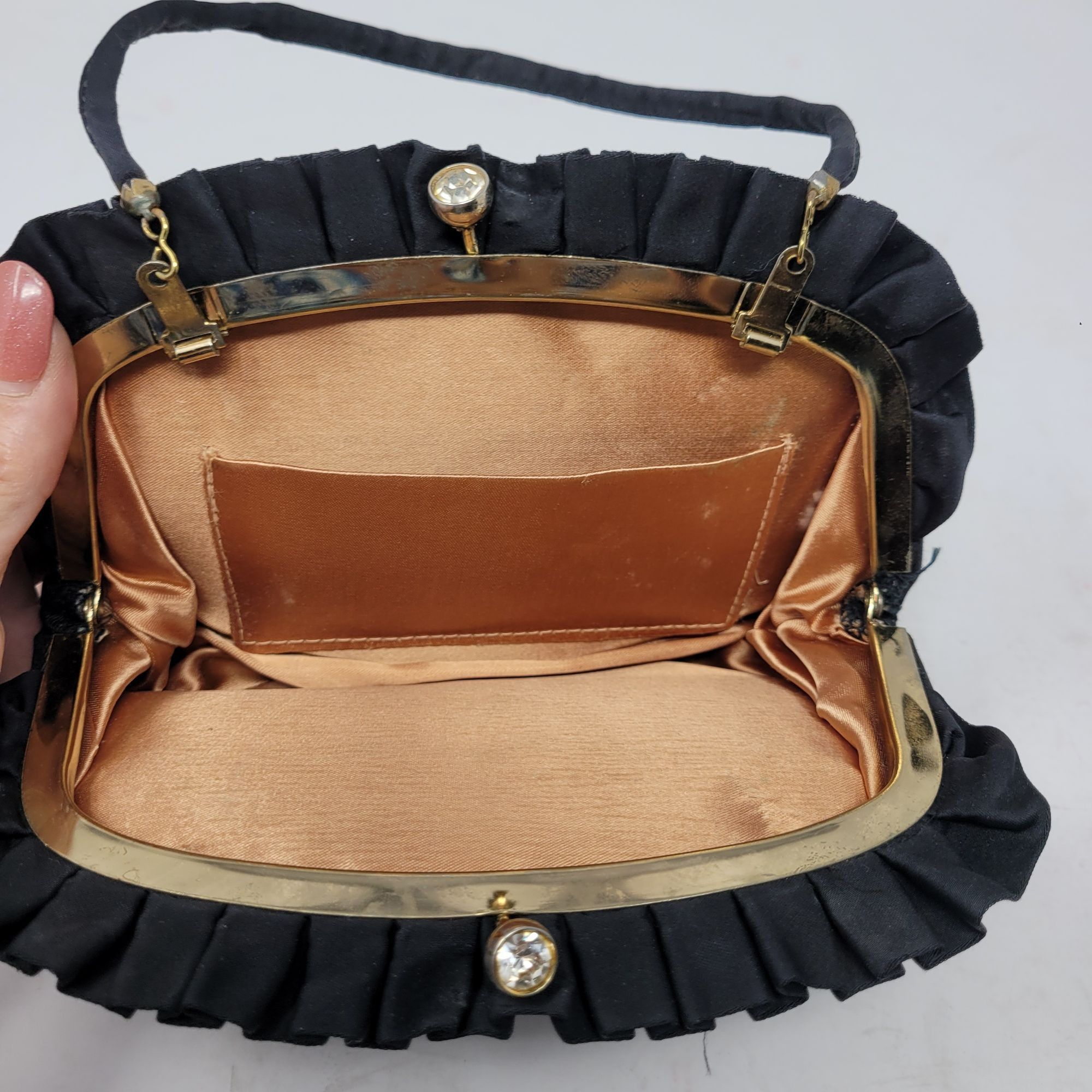 Vintage Vtg Black Ruffle Grained Satin Formal Evening Convertible Cl Size ONE SIZE - 3 Thumbnail