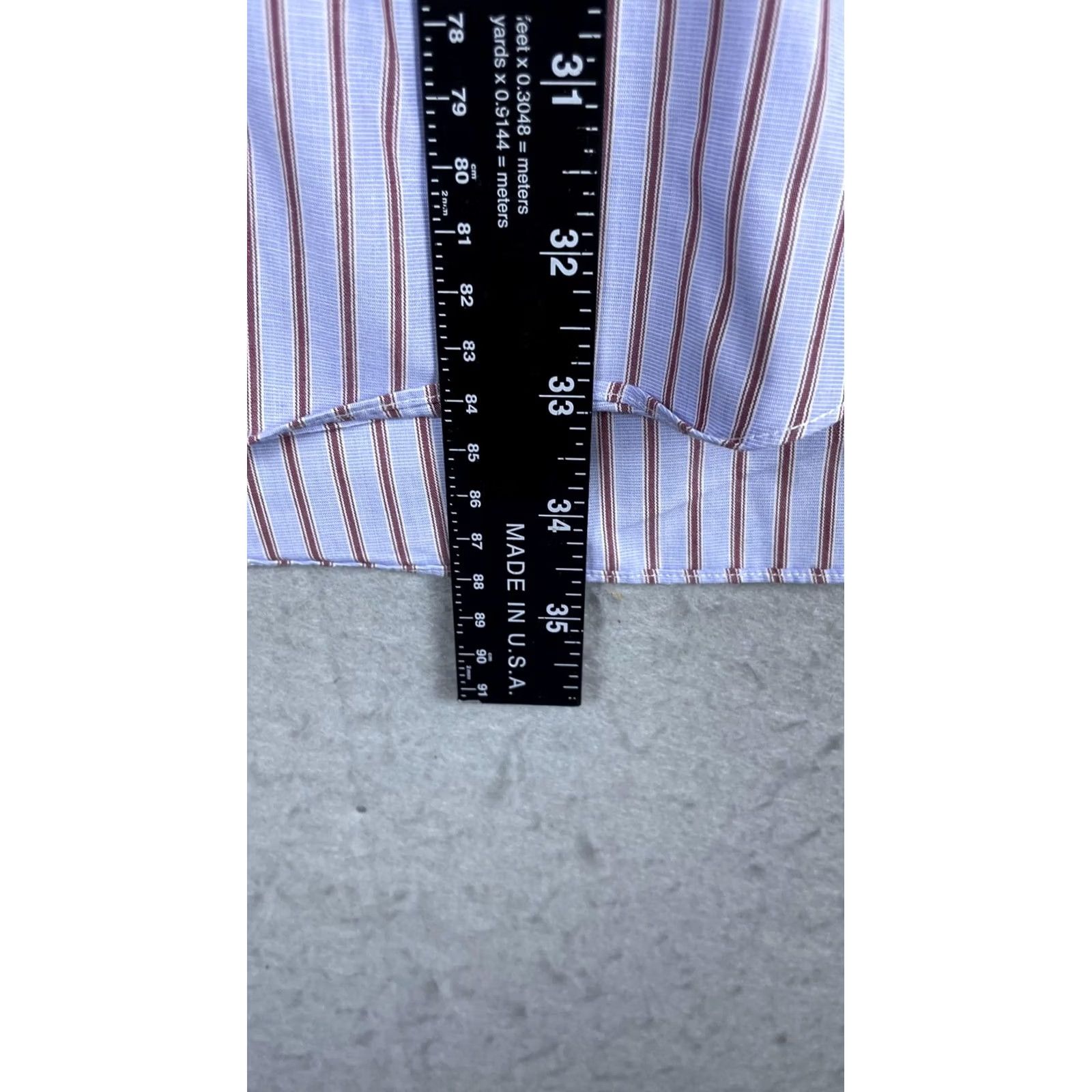 Brooks Brothers Brooks Brothers Dress Shirt Mens 16.5 32/33 Blue Stripe Madison Non Iron Cotton Size 46R - 4 Thumbnail