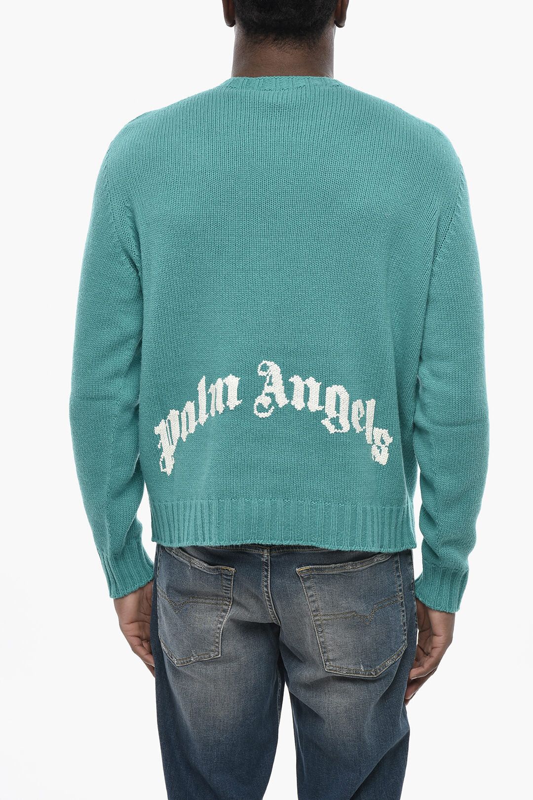 Palm Angels og1mm0326 Wool-Blend Crewneck Sweater in Light blue Size US M / EU 48-50 / 2 - 2 Thumbnail