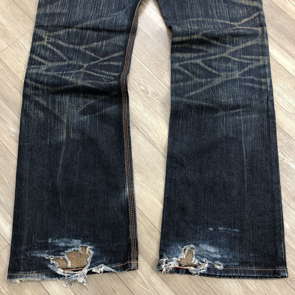 Edwin × If Six Was Nine × Japanese Brand 🇯🇵 2000s Edwin 503 Faded Lgb Goa Buckle Back Flared Jeans Size US 32 / EU 48 - 11 Thumbnail
