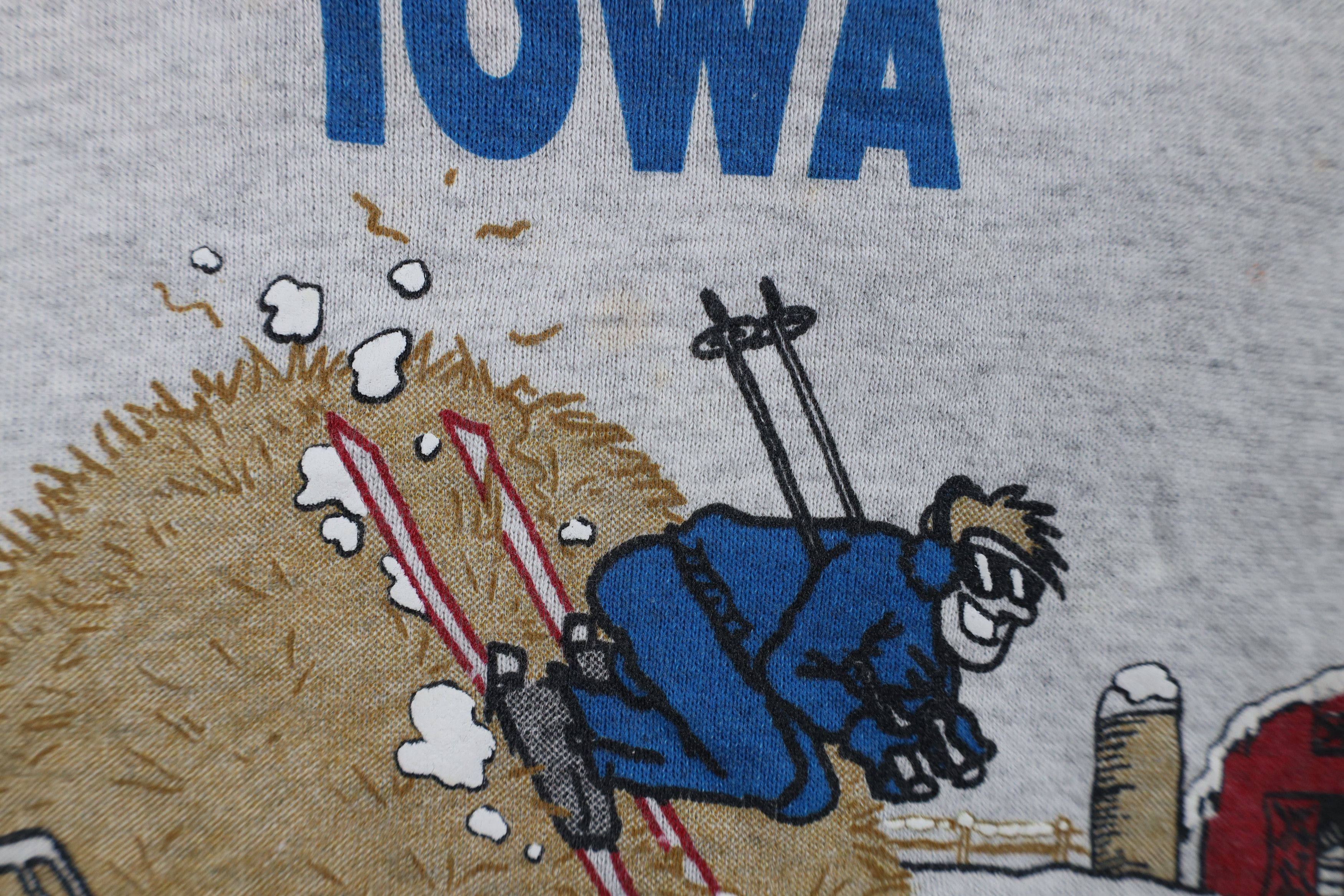 Vintage Vintage 90s Streetwear Ski Iowa Skiing Sweatshirt Gray USA Size US XL / EU 56 / 4 - 5 Thumbnail