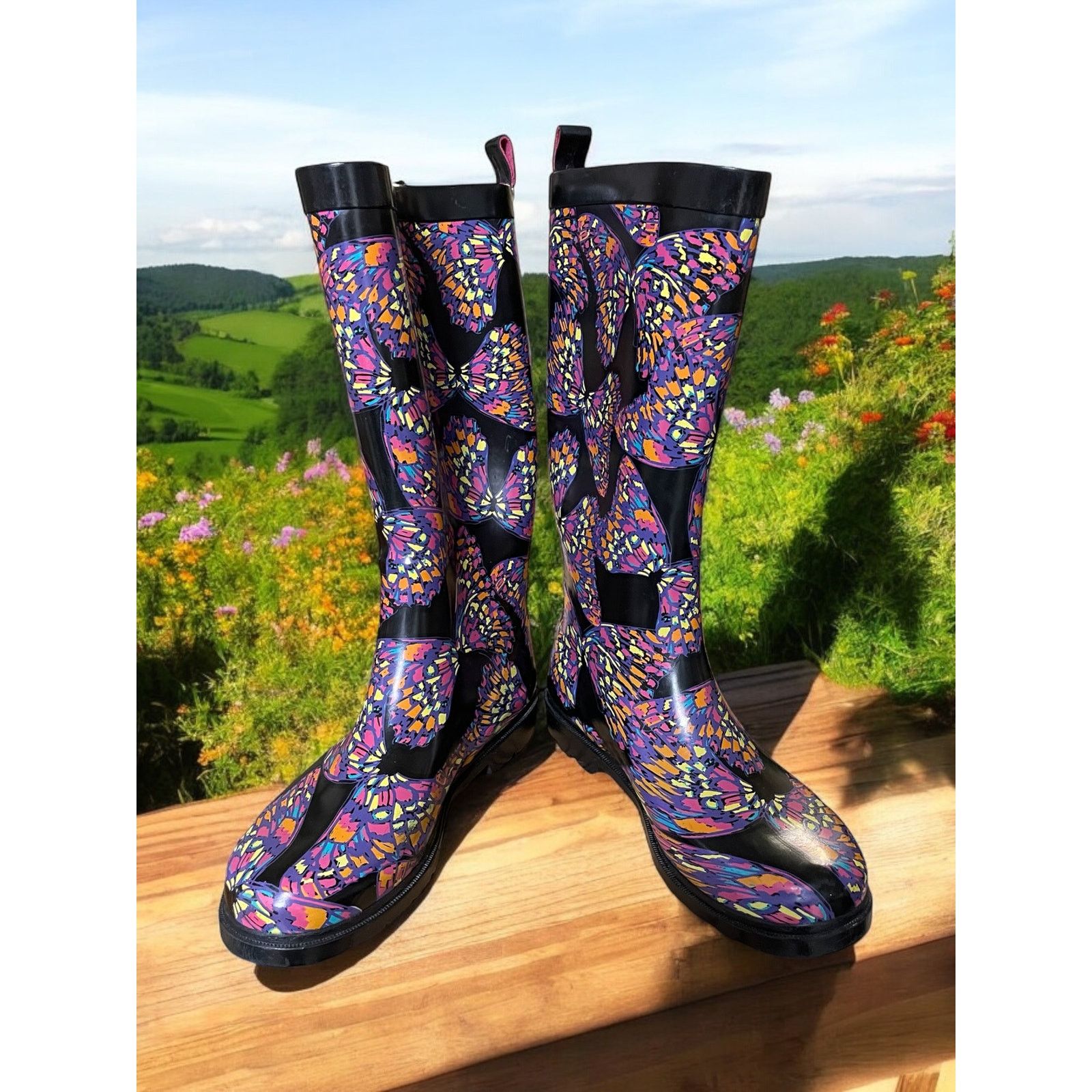 Unknown London CAPELLI Multi Colored Rubber Rain Garden Fashion Boots Sz 8 Size US 8 / IT 38 - 5 Thumbnail