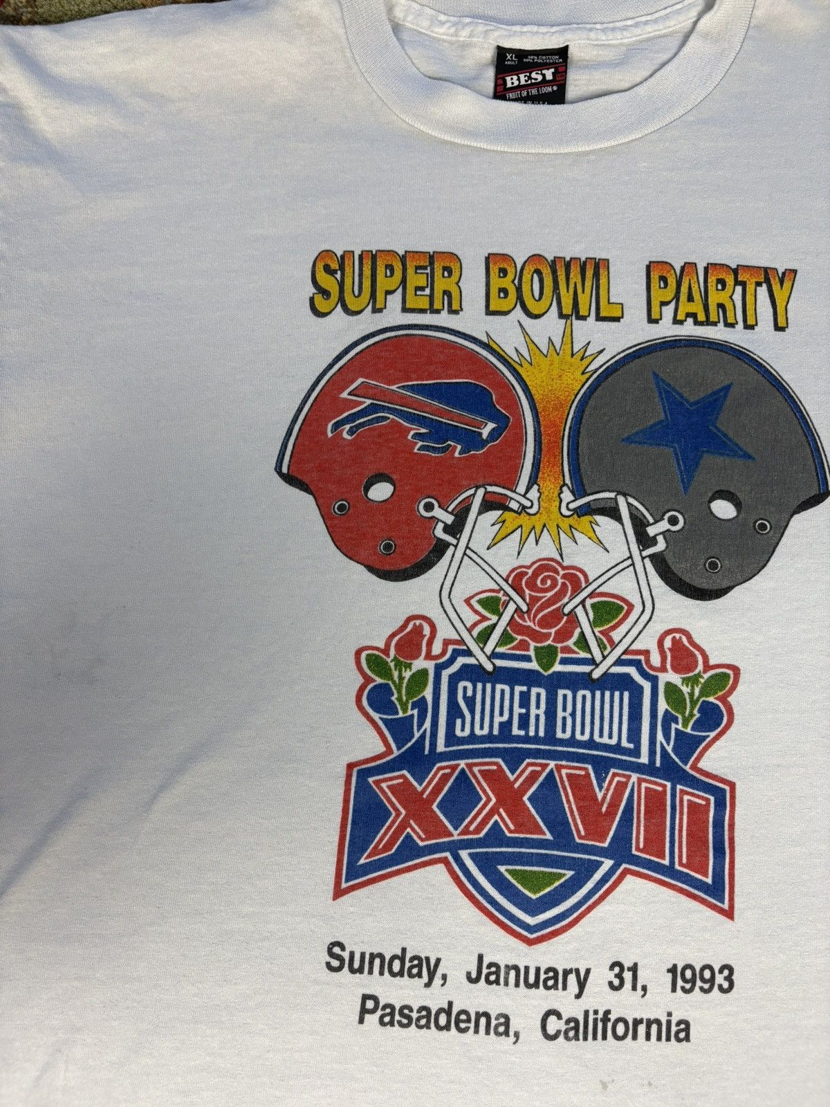 NFL × Vintage Vintage 1993 Bills VS Cowboys Tshirt Size US XL / EU 56 / 4 - 3 Thumbnail