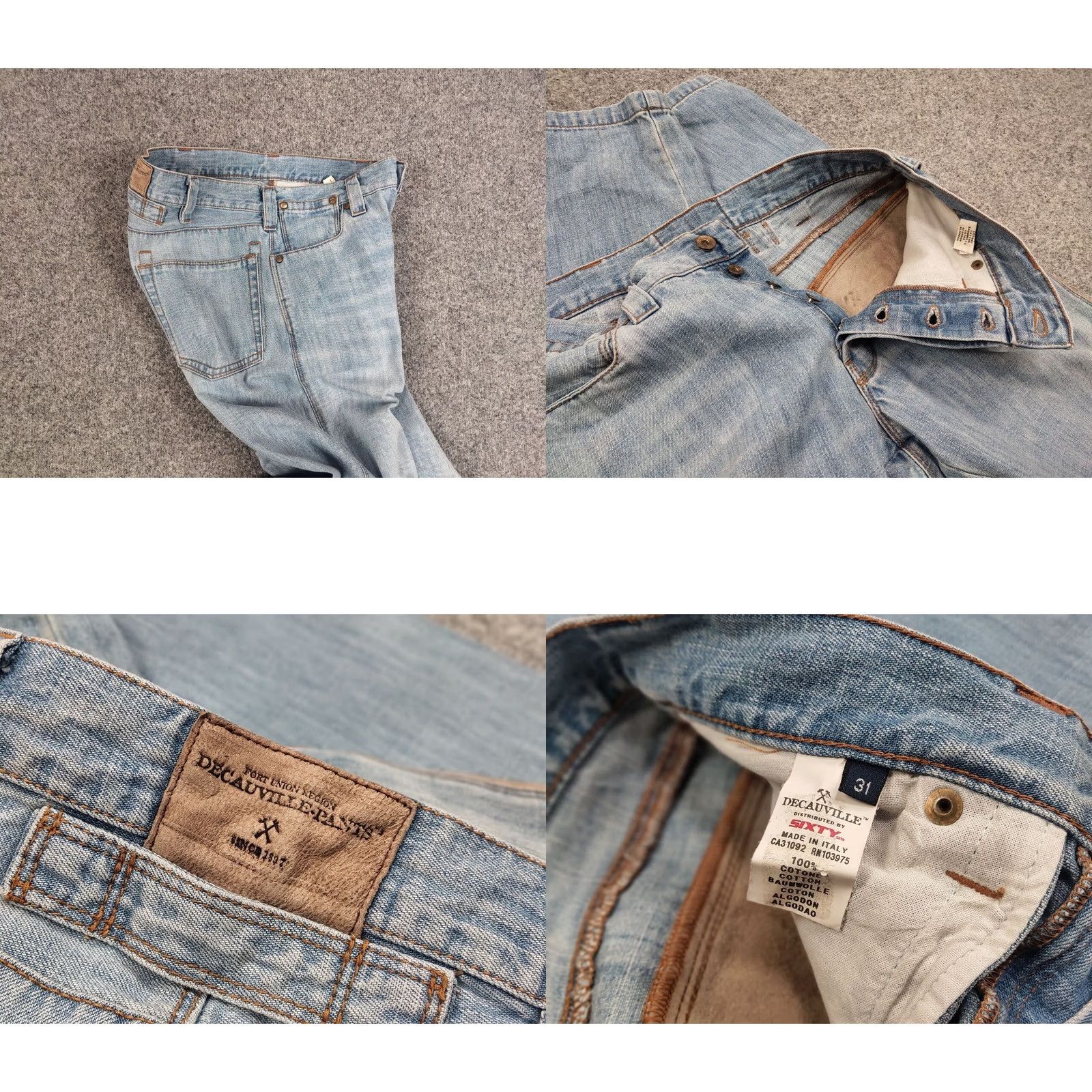 Denime VINTAGE Decauville x sixty Jeans 90s Blue Patchwork Denim Jeans Mens Regular 30x34 Blue Patchwork Jeans 90s Decauville x sixty Mens Jeans Size US 31 - 9 Thumbnail