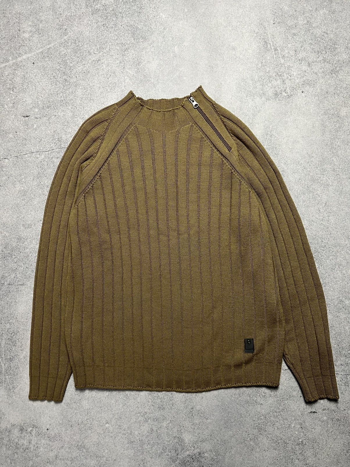 Hysteric Glamour Y2K Diesel Style Faded Distressed Asymmetrical Zip Sweaters Size US M / EU 48-50 / 2 - 1 Thumbnail