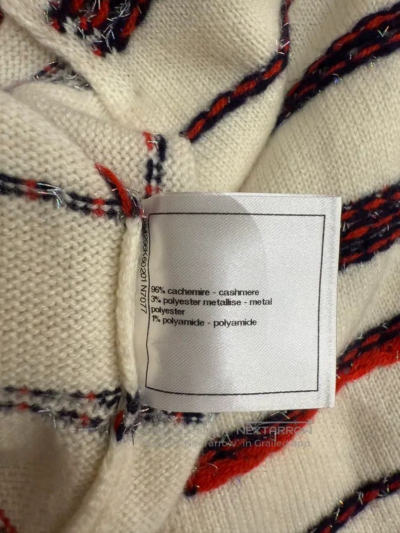 Chanel Chanel White and red striped cashmere jacket Size XXS / US 00 / IT 34 - 8 Thumbnail