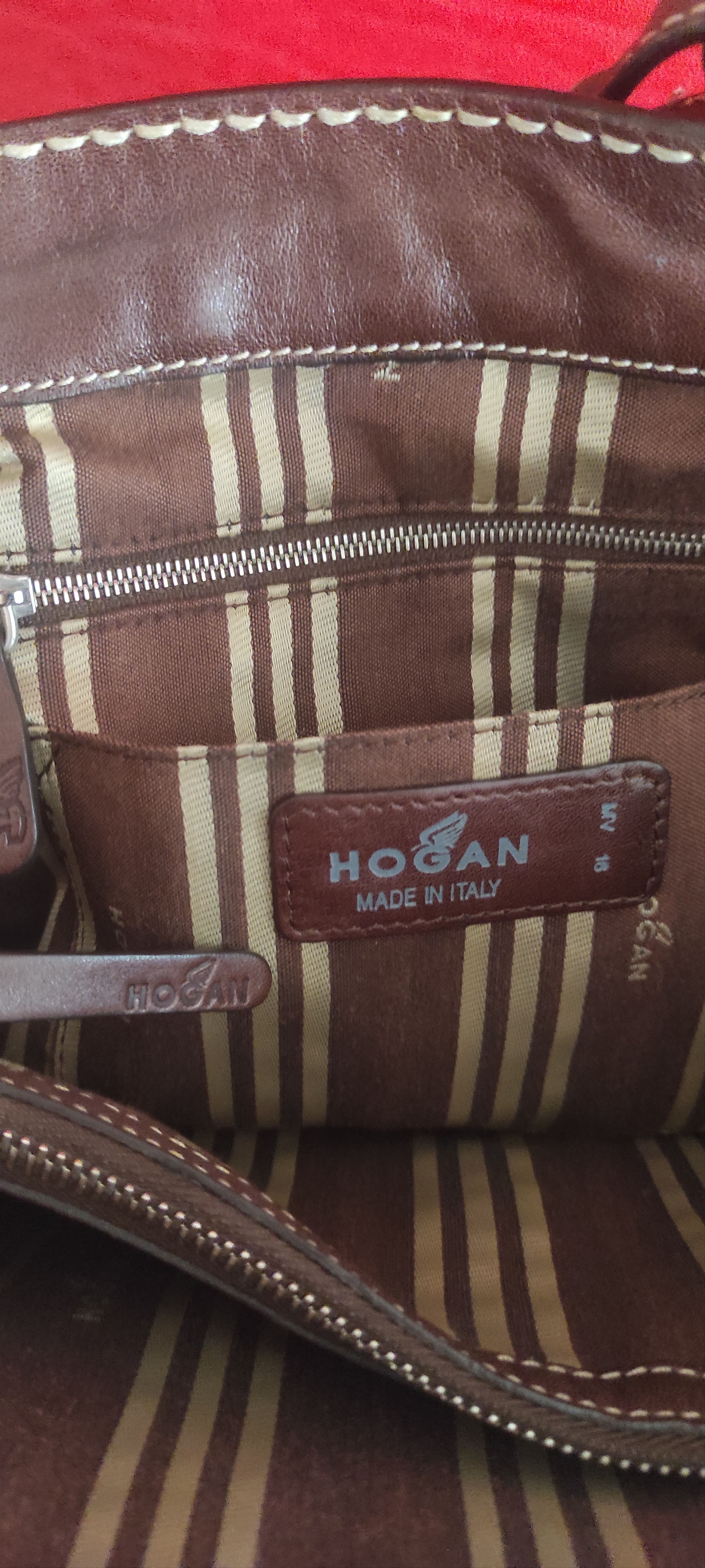 Hogan Hogan Vintage Cognac Brown Leather Shoulder Bag Made Italy Size ONE SIZE - 8 Thumbnail