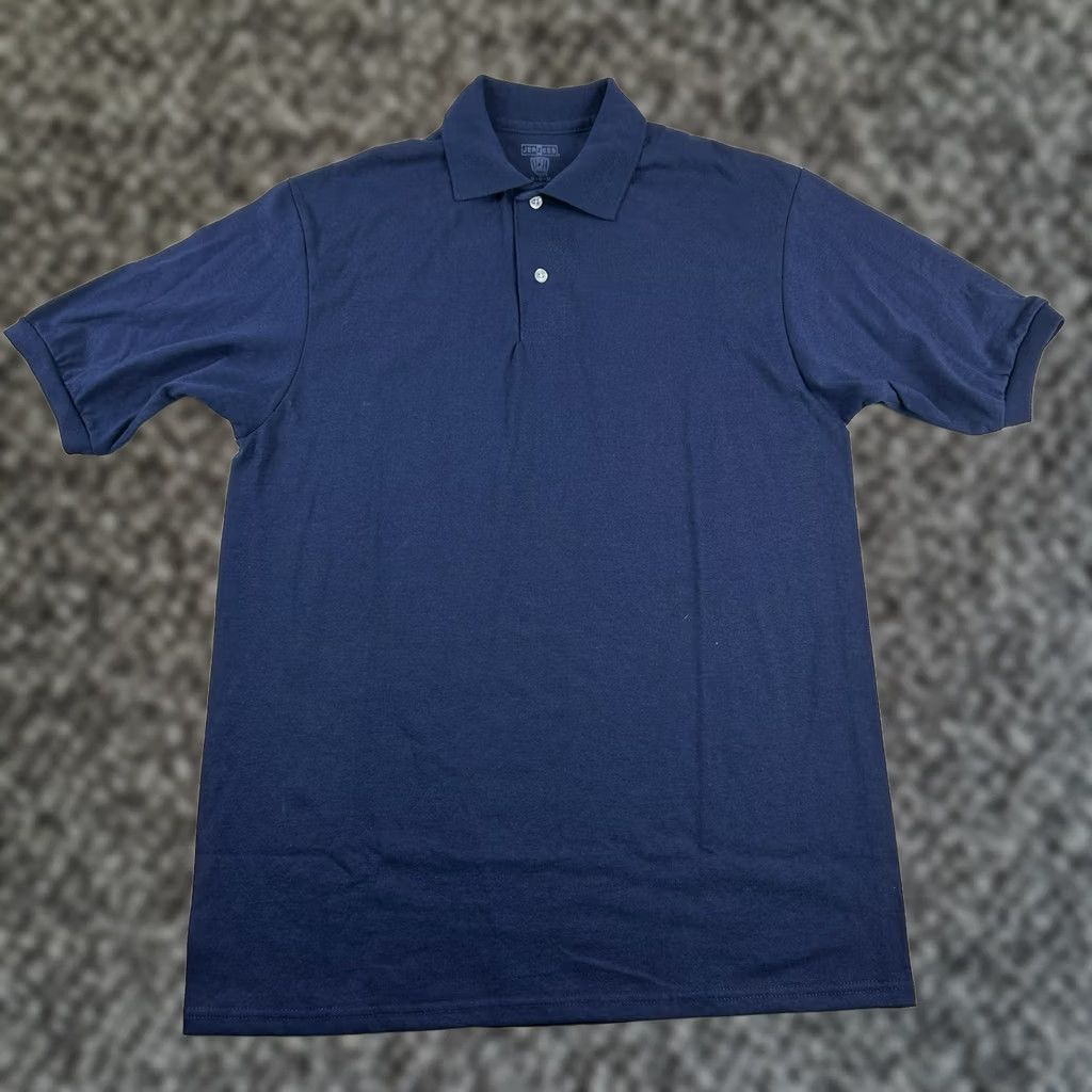 Jerzees JERZEES Polo Shirt SpotShield Mens Medium Navy Blue Short Sleeve Shirt Size US M / EU 48-50 / 2 - 1 Thumbnail