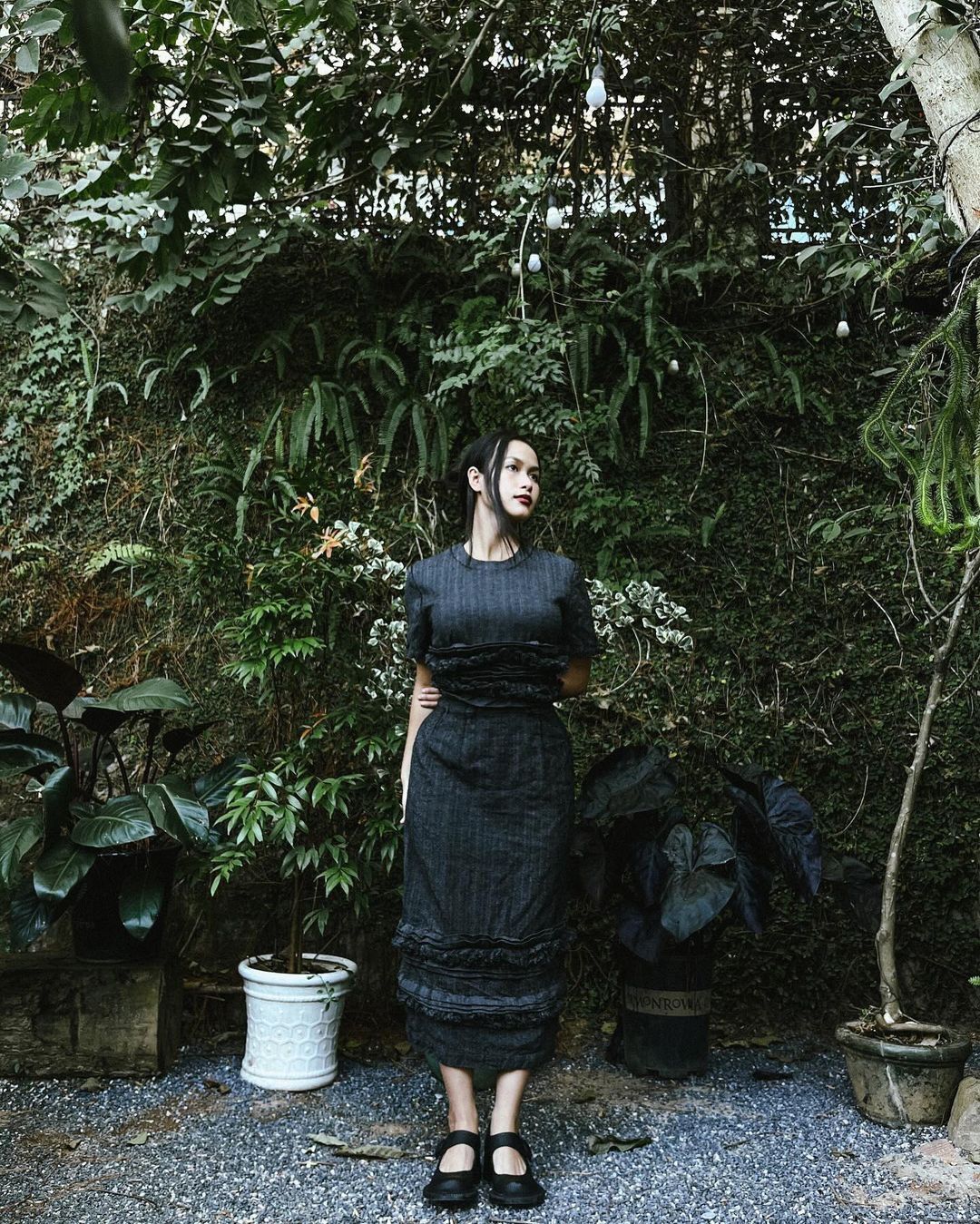 image of Ad2000 Tricot Comme Des Garcons Ruffle Dress in Grey, Women's (Size Medium)