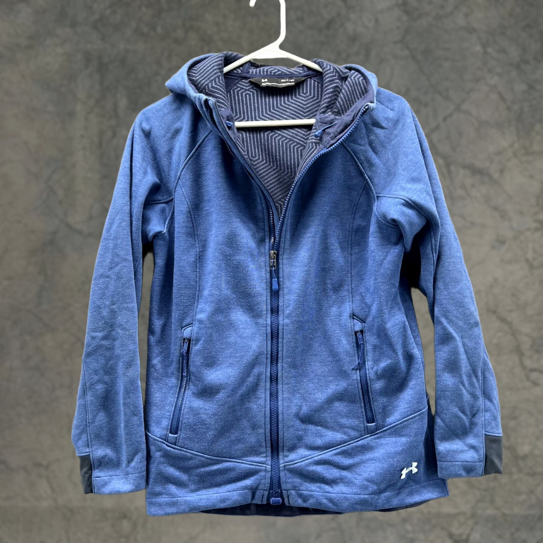 Under Armour Under Armour Sweater Women's Small Full Zip Hooded Fleece Jacket Blue UA Size S / US 4 / IT 40 - 1 Thumbnail