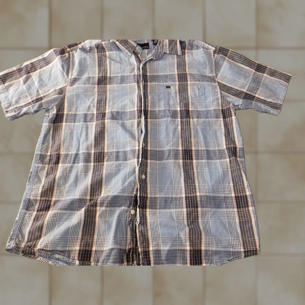 Nautica Nautica Shirt Button-Up Plaid Blue Short Sleeve Casual Mens L Regular Cotton Knit Button-Down Collar Size US L / EU 52-54 / 3 - 1 Thumbnail