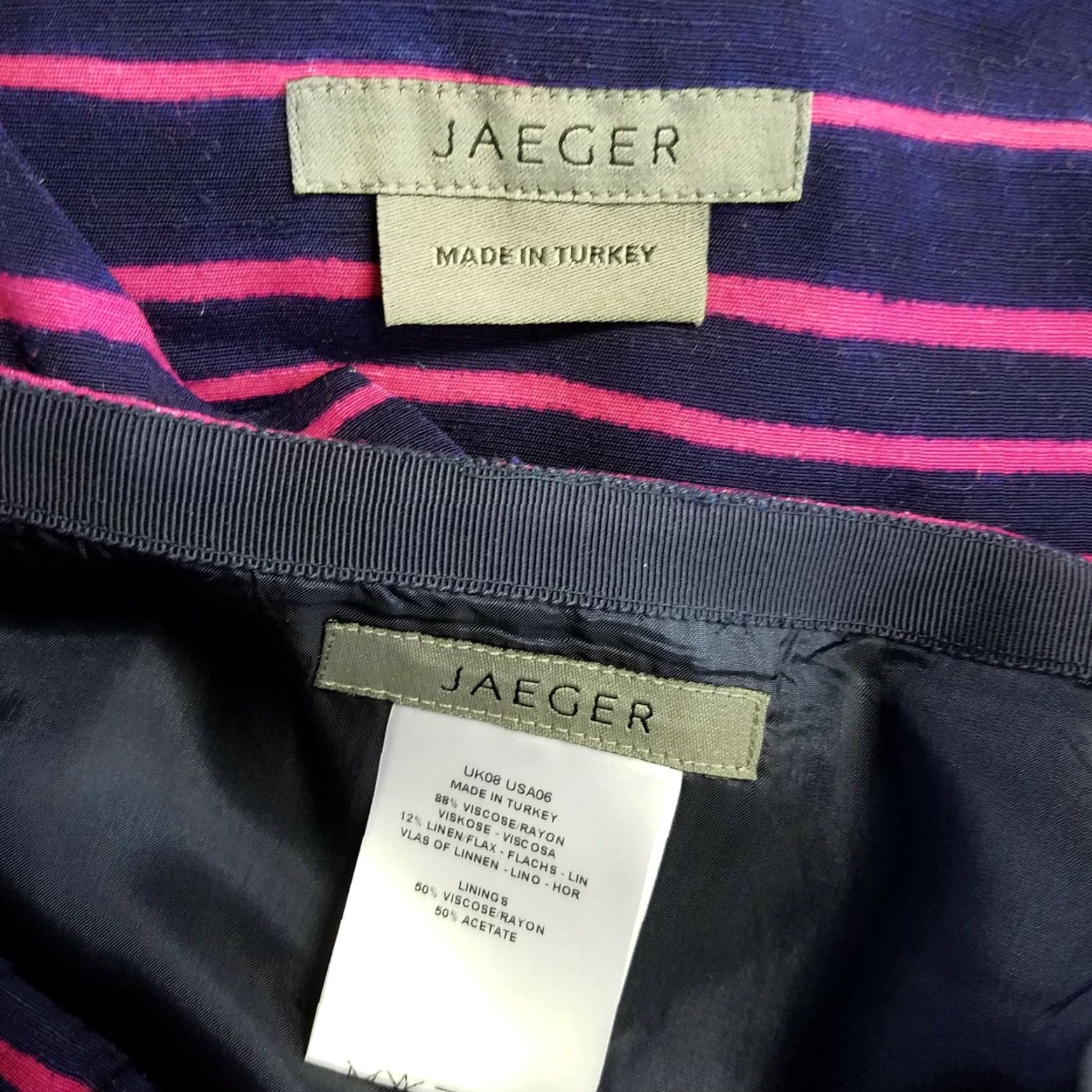Jaeger Jaeger Womens 2 Piece Set Top & Skirt Sz 6 Pink Purple Linen Blend Sleeveless Striped Co-Ord Set Womens Size M / US 6-8 / IT 42-44 - 6 Thumbnail