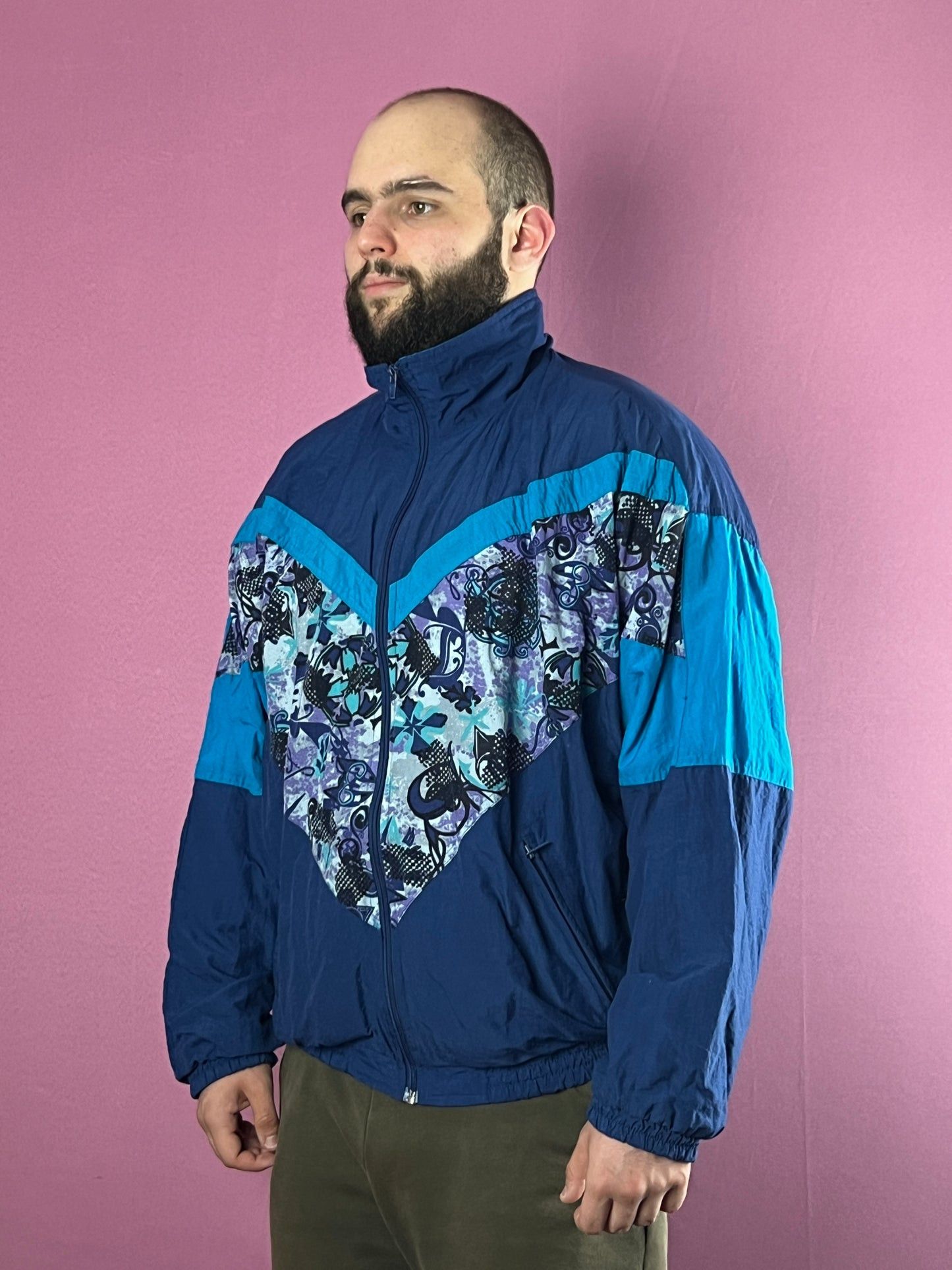 Vintage 90s Vintage Men's Abstract Print Windbreaker Jacket - XL Size US XL / EU 56 / 4 - 1 Thumbnail